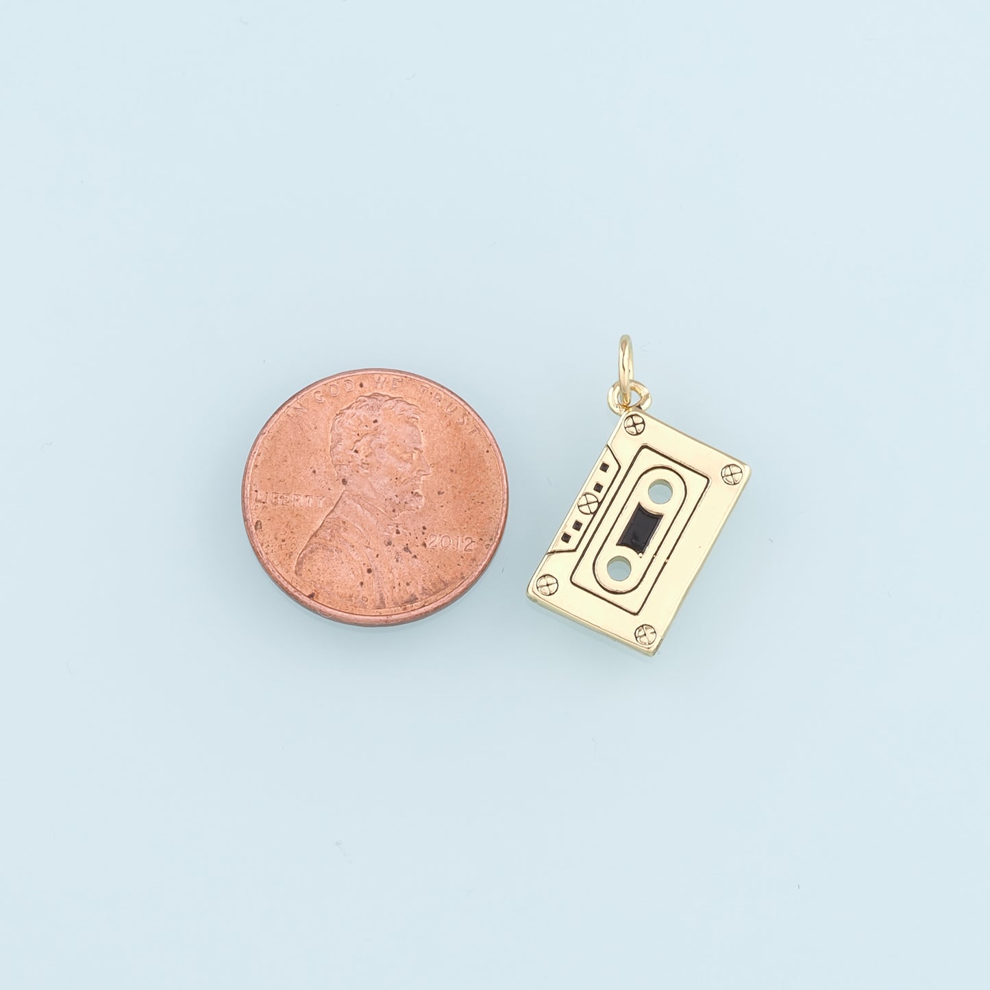18K Gold Filled Tape Pendant,Cassette Tape Charm Bracelet Necklace for DIY Jewelry Making Supply