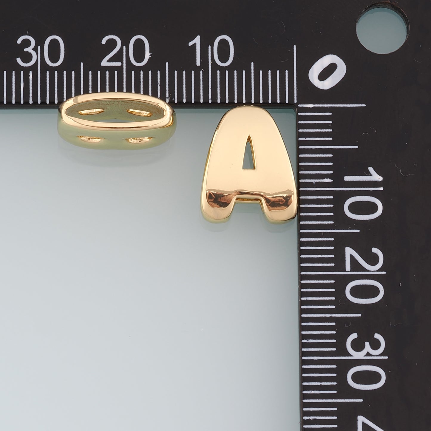 Gold Side Hole letter Charms,18K Gold Filled letter Pendant,initial Charm Bracelet Necklace for DIY Jewelry Making Supply