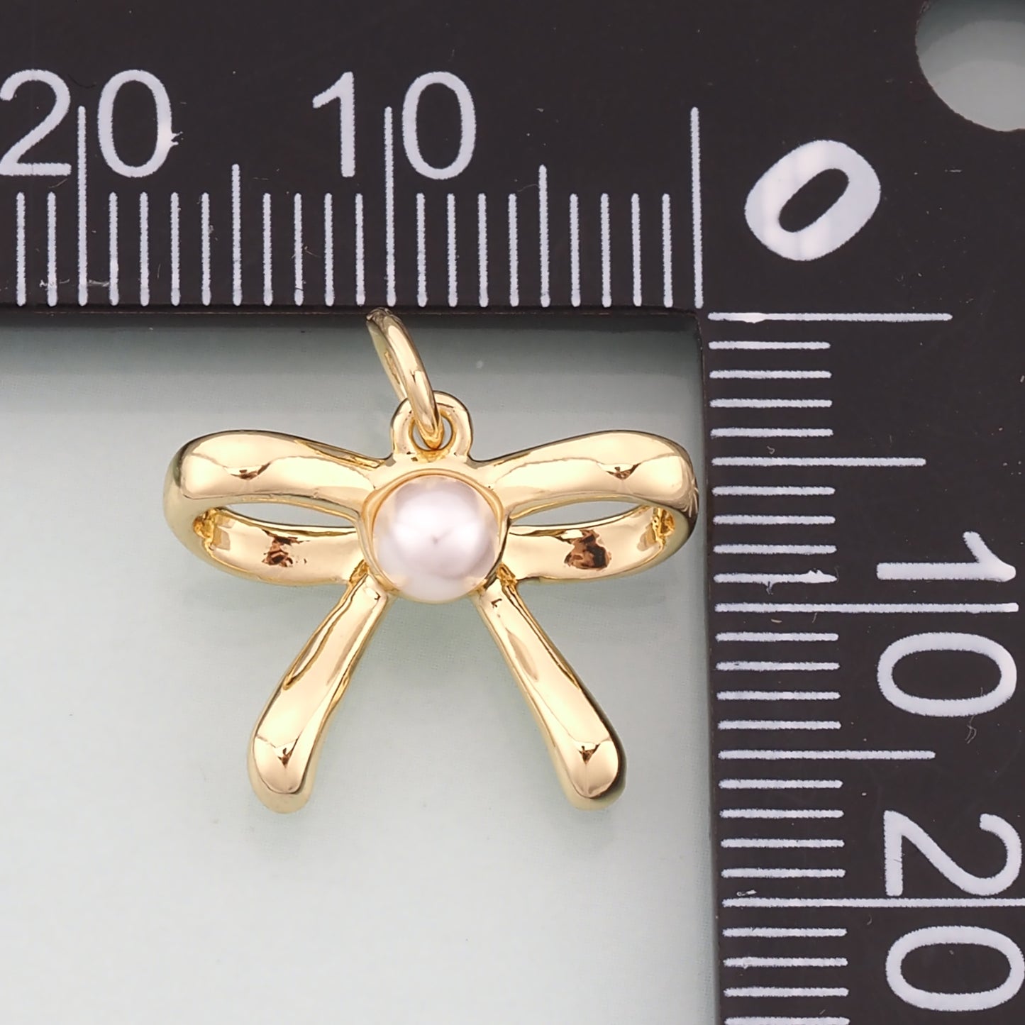 Gold Bow Charms,18K Gold Filled Pearl Bow Pendant,Bow Tie Charm Bracelet Necklace for DIY Jewelry Making Supply