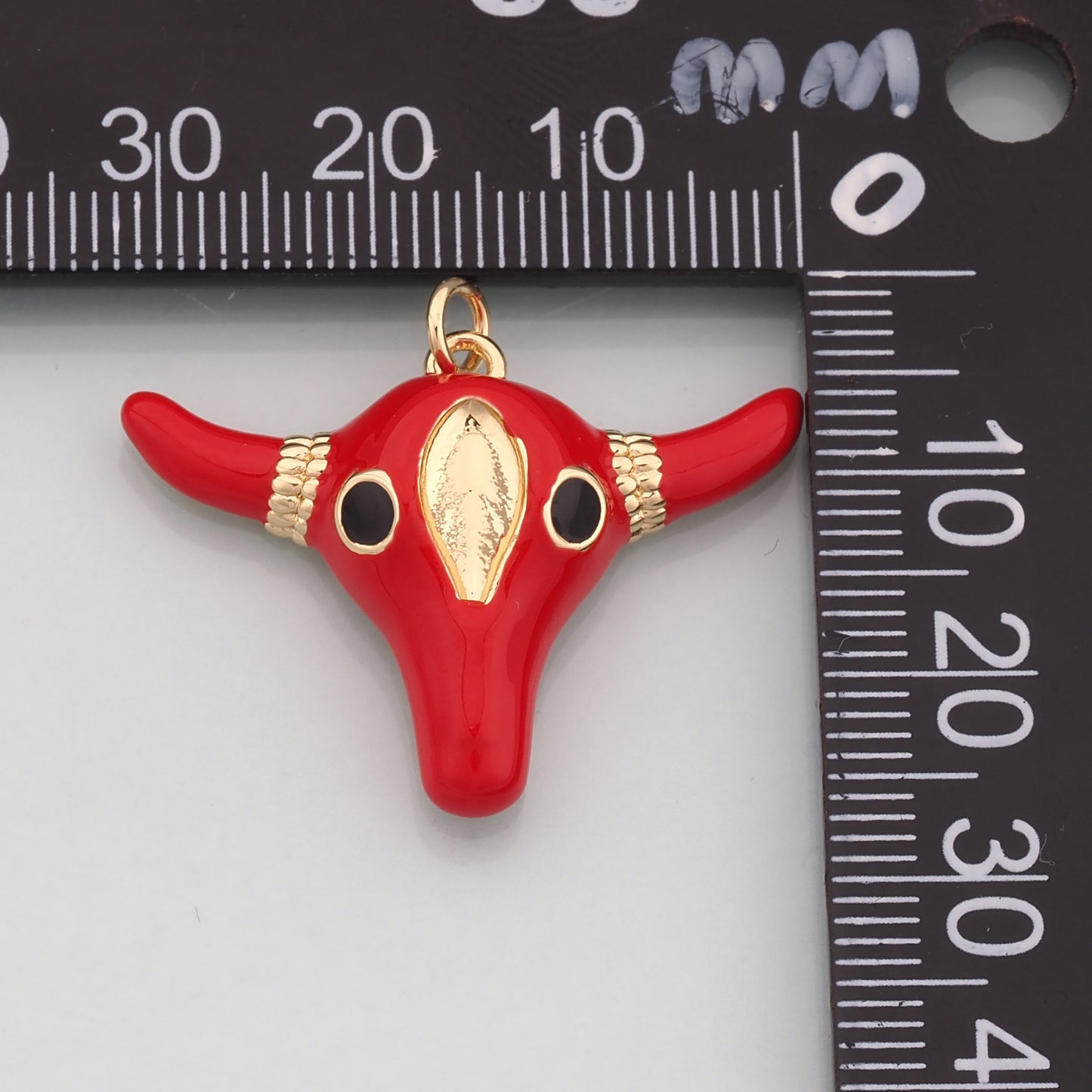 Gold Ox Charms,18K Gold Filled Bull Head Pendant,Enamel Bull Charm Bracelet Necklace for DIY Jewelry Making Supply