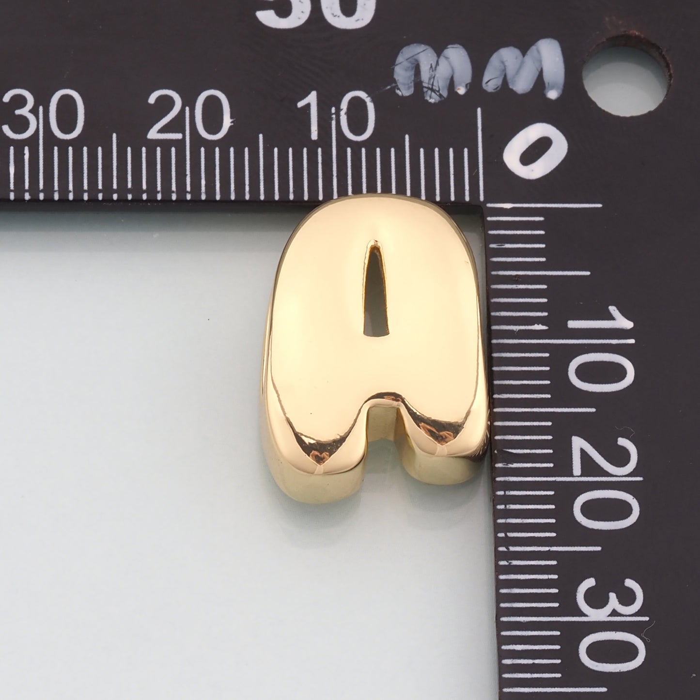 Gold Side Hole letter Charms,18K Gold Filled letter Pendant,initial Charm Bracelet Necklace for DIY Jewelry Making Supply