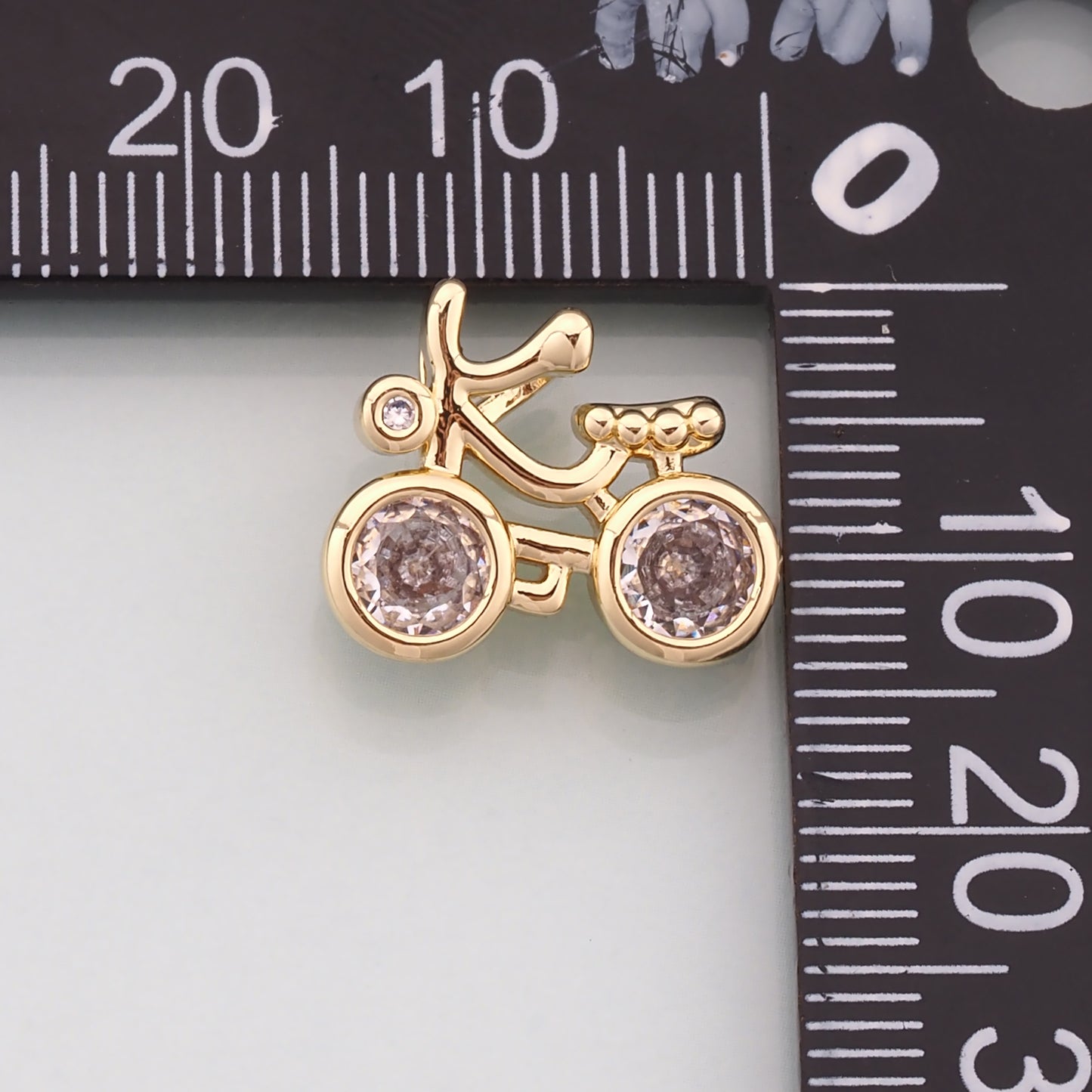 Gold Sports Charms,18K Gold Filled Bicycle Pendant,CZ Micro Pave Bicycle Charm Bracelet Necklace for DIY Jewelry Making Supply
