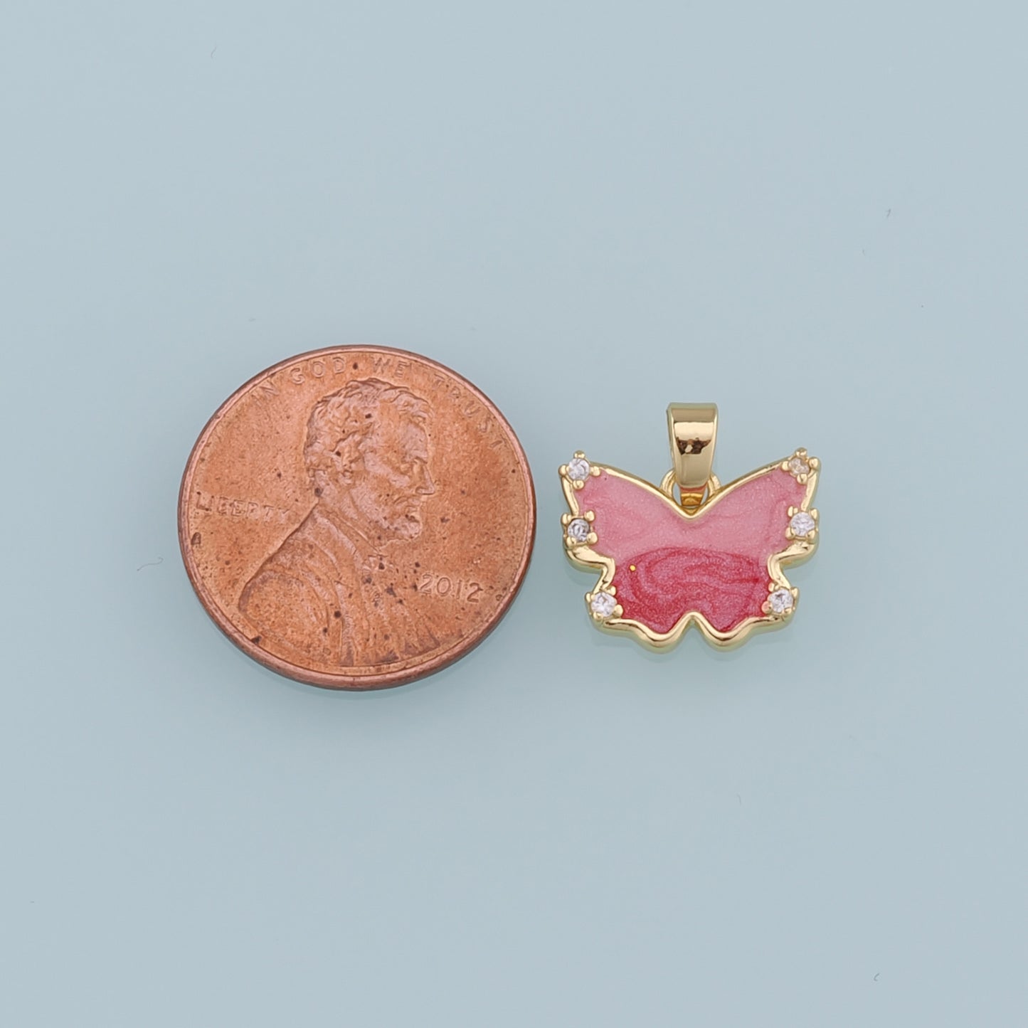 18K Gold Filled Butterfly Pendant,Enamel Butterfly Charm Bracelet Necklace for DIY Jewelry Making Supply