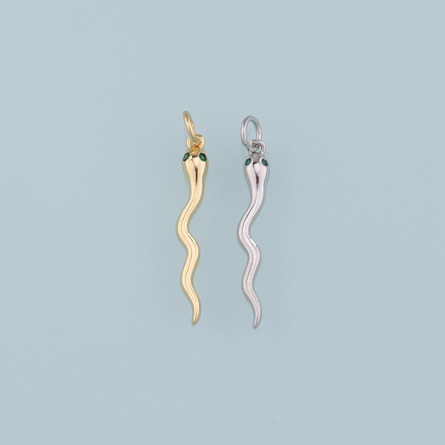 18K Gold Filled Snake Pendant,Dainty Snake Charm Bracelet Necklace for DIY Jewelry Making Supply