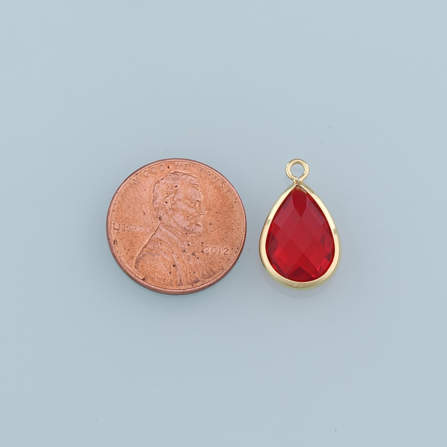 18K Gold Filled Teardrop Pendant,Crystal Teardrop Charm Bracelet Necklace for DIY Jewelry Making Supply