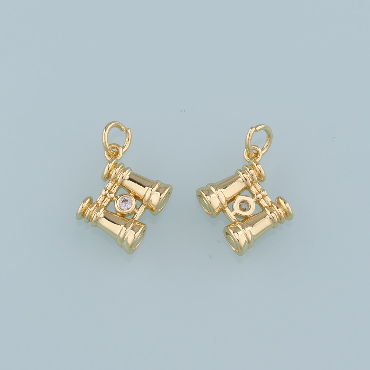 18K Gold Filled Telescope Pendant,CZ Telescope Charm Bracelet Necklace for DIY Jewelry Making Supply