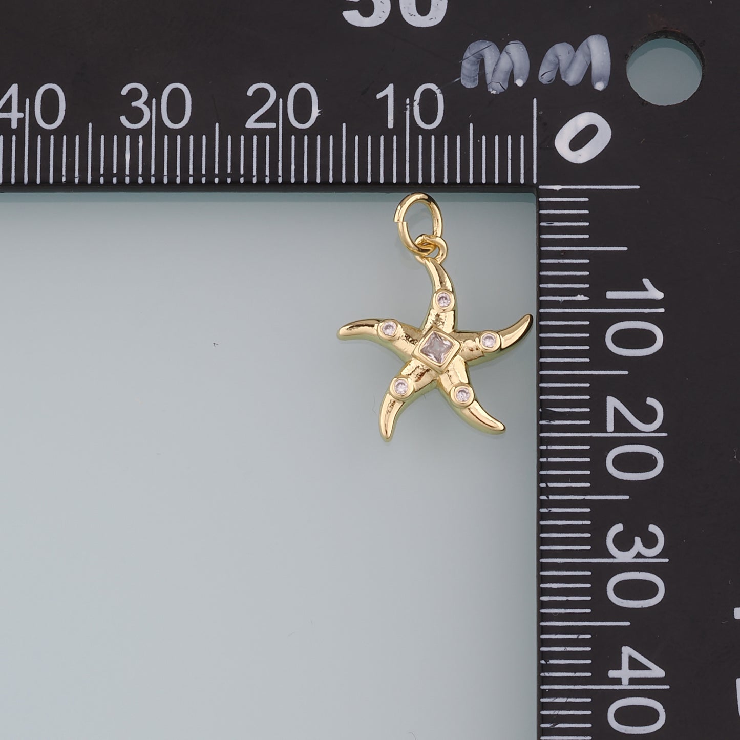 18K Gold Filled Starfish Pendant,CZ Starfish Charm Bracelet Necklace for DIY Jewelry Making Supply