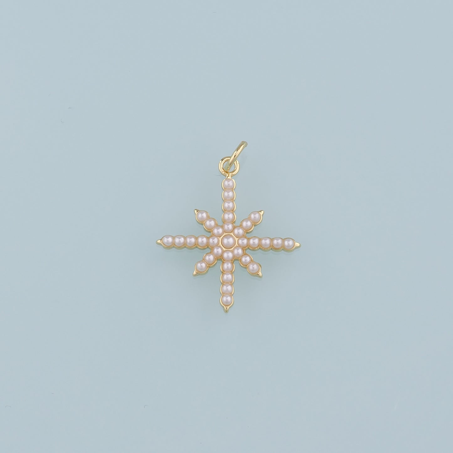 18K Gold Filled Pearl Star Pendant,Polar Star Charm Bracelet Necklace for DIY Jewelry Making Supply