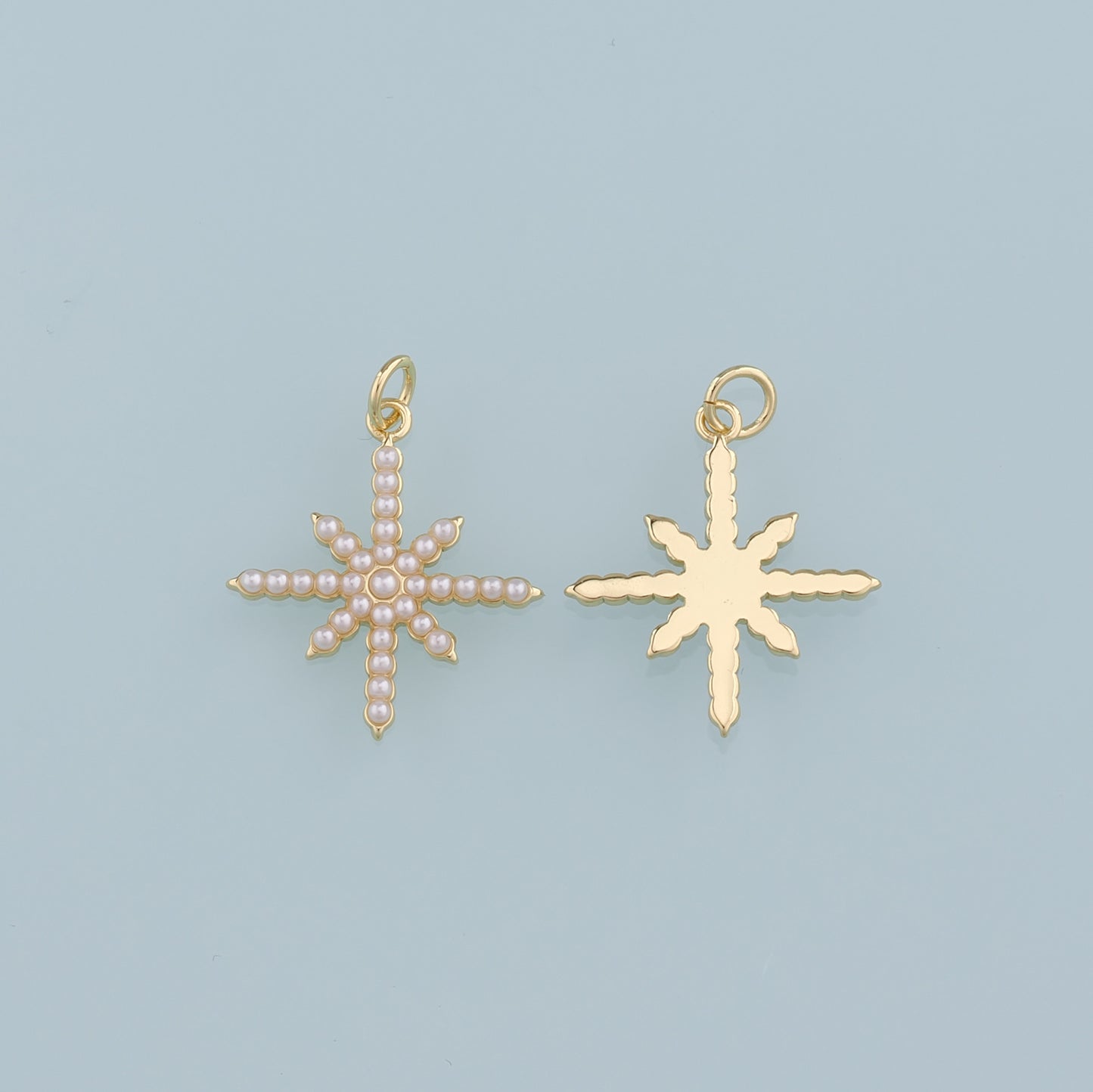 18K Gold Filled Pearl Star Pendant,Polar Star Charm Bracelet Necklace for DIY Jewelry Making Supply