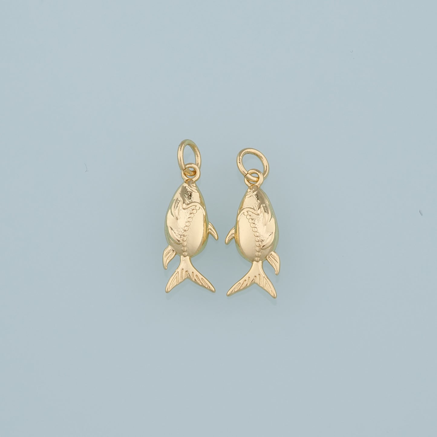 Gold Fish Charms,18K Gold Filled Fish Pendant,Cute Fish Charm Bracelet Necklace for DIY Jewelry Making Supply