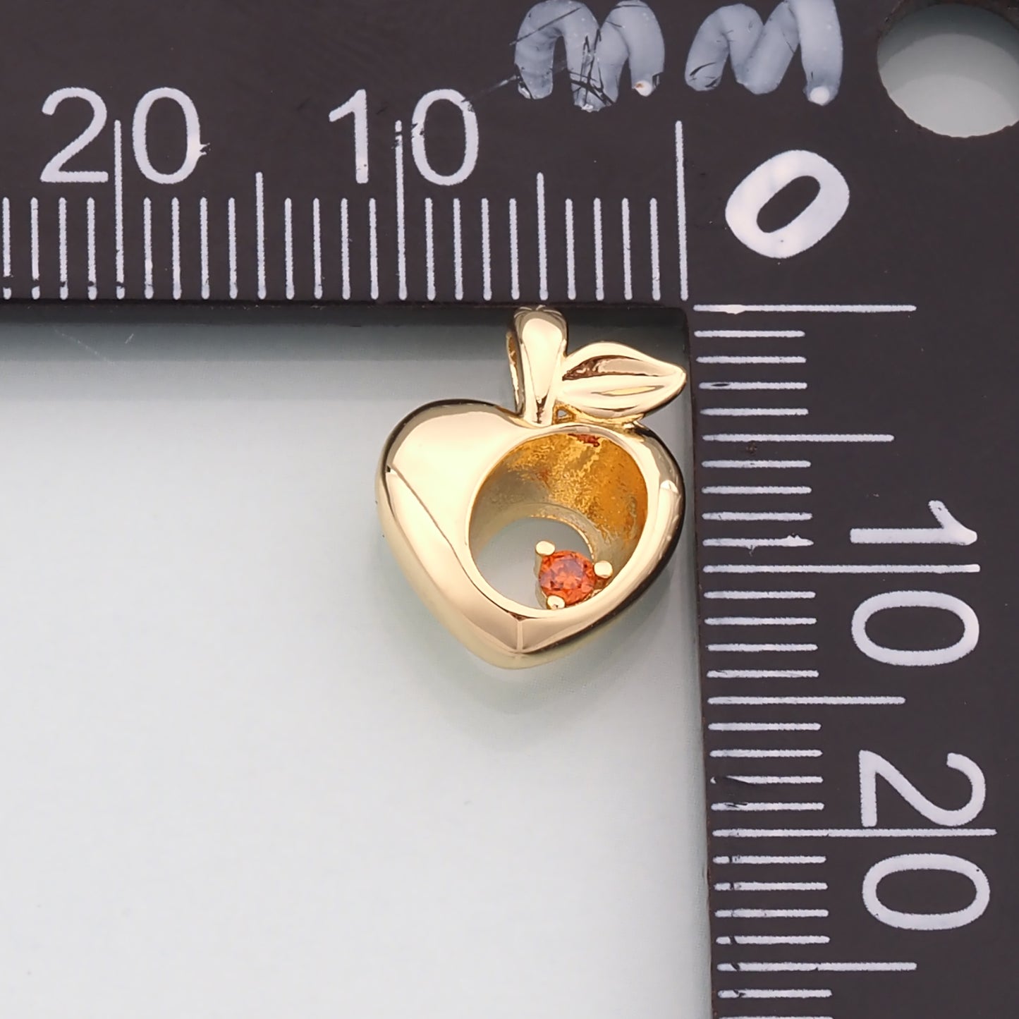 Gold Apple Charms,18K Gold Filled Apple Pendant,CZ Micro Pave Fruit Charm Bracelet Necklace for DIY Jewelry Making Supply