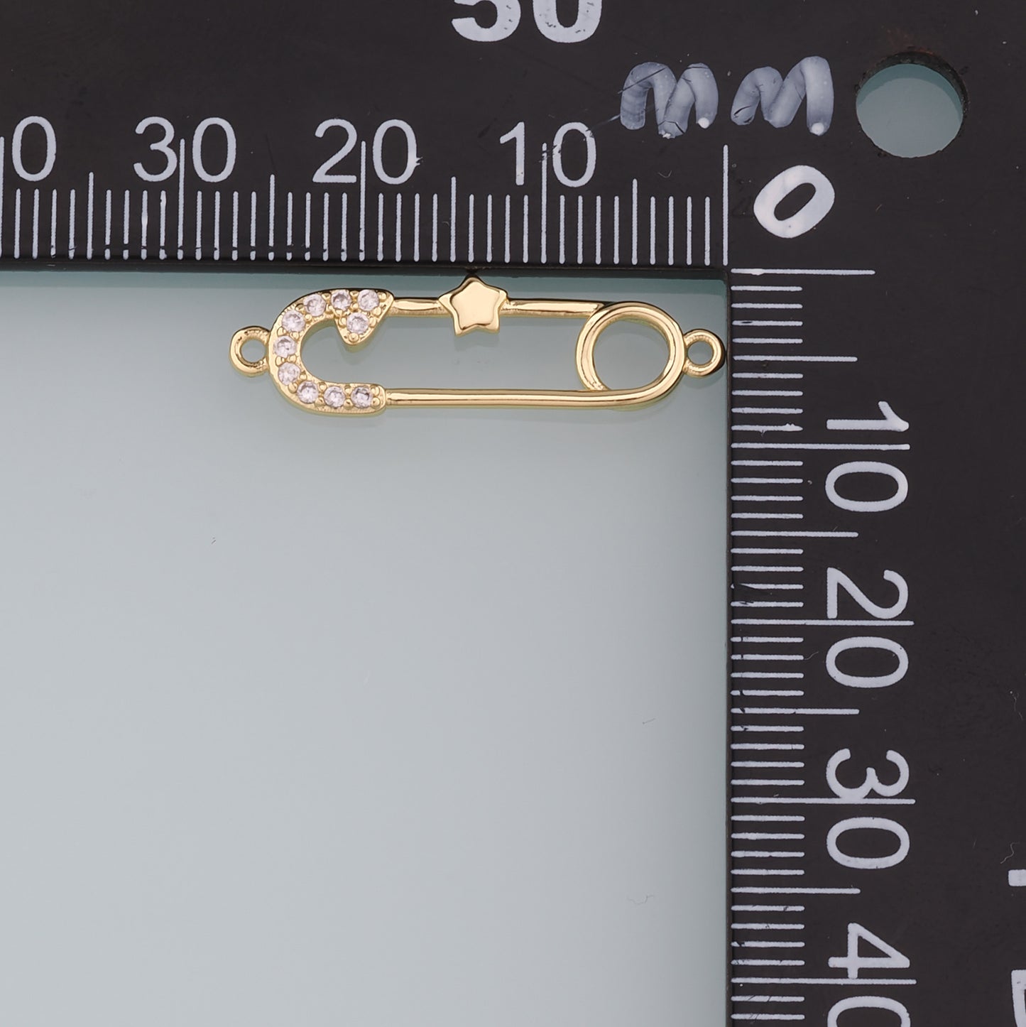 Gold Connector Chamr,18K Gold Filled CZ Micro Pave Paper Clip Pendant,Star Charm Bracelet Necklace for DIY Jewelry Making Supply