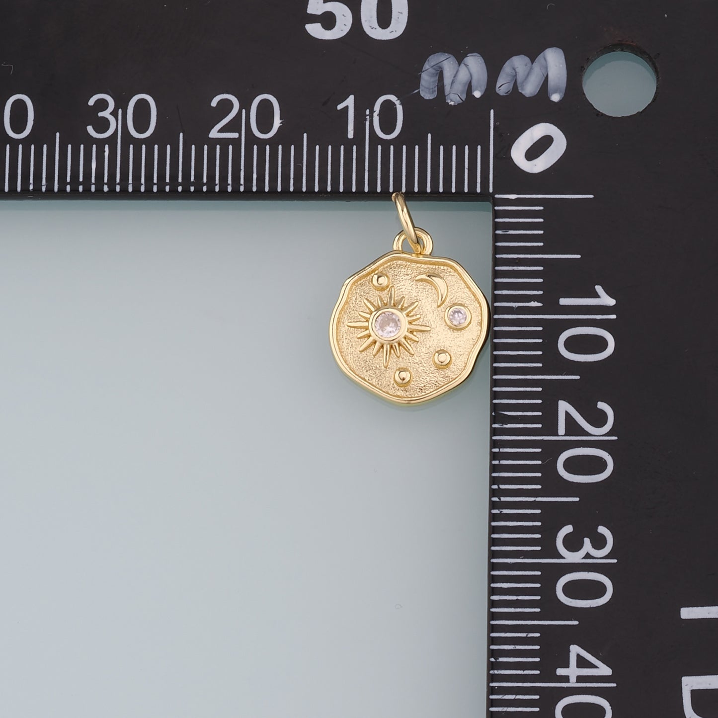 18K Gold Filled Sun Moon Pendant,CZ Celestial Charm Bracelet Necklace for DIY Jewelry Making Supply