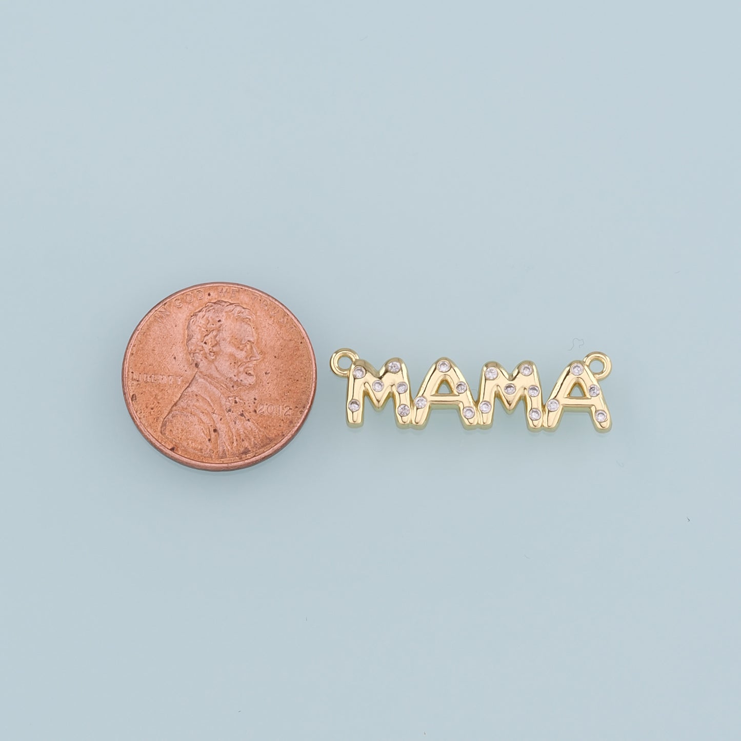 Gold Connector Charm,18K Gold Filled Mama Pendant,CZ Mama Charm Bracelet Necklace for DIY Jewelry Making Supply