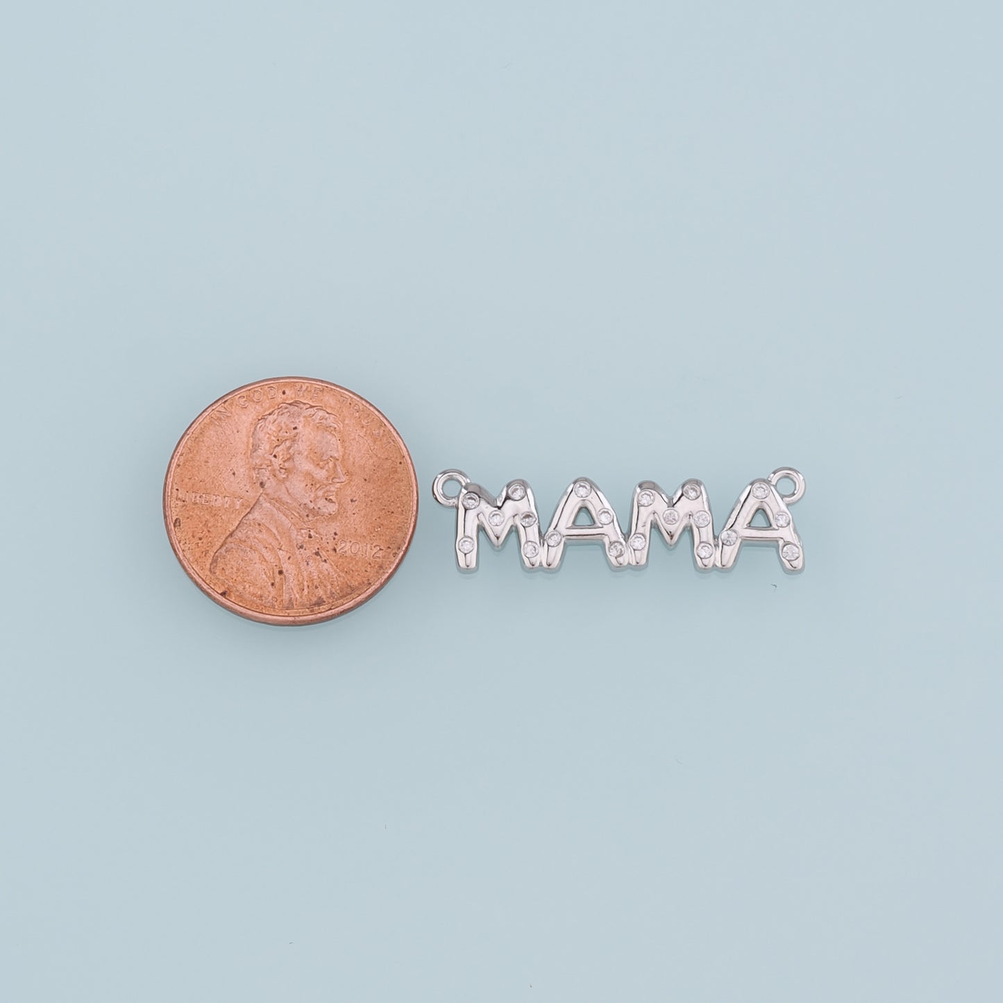 Gold Connector Charm,18K Gold Filled Mama Pendant,CZ Mama Charm Bracelet Necklace for DIY Jewelry Making Supply