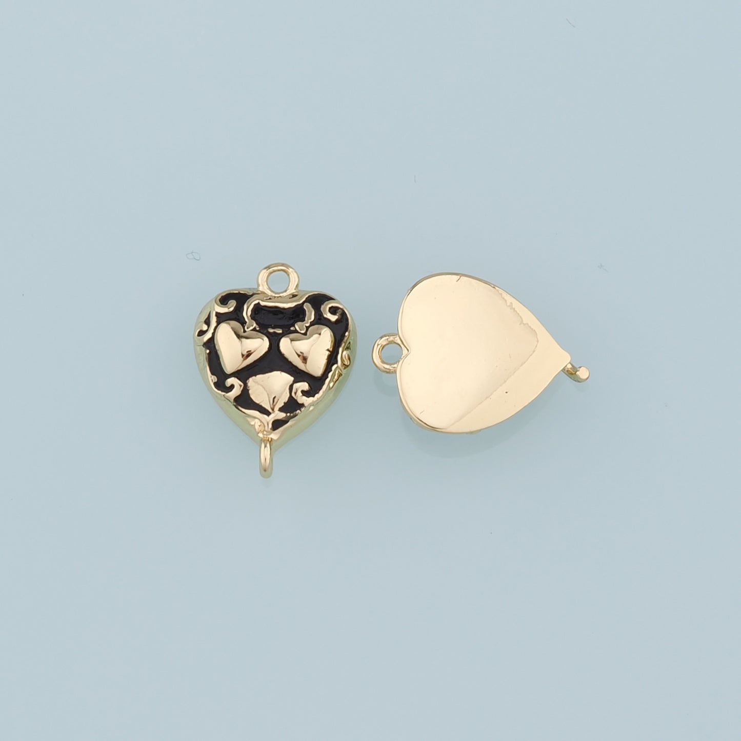 Gold Connector Charm,18K Gold Filled Retro Heart Pendant,Enamel Heart Charm Bracelet Necklace for DIY Jewelry Making Supply