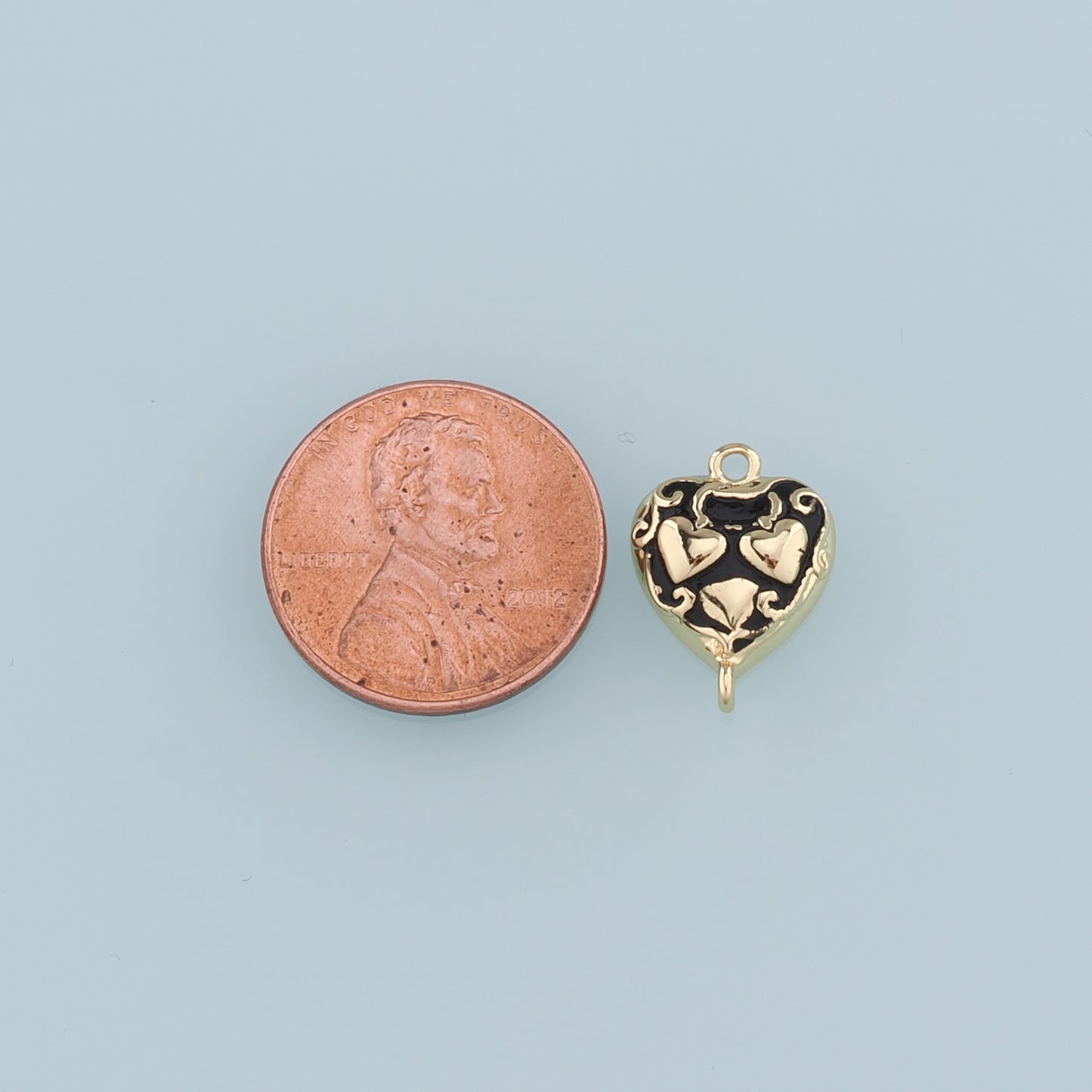 Gold Connector Charm,18K Gold Filled Retro Heart Pendant,Enamel Heart Charm Bracelet Necklace for DIY Jewelry Making Supply