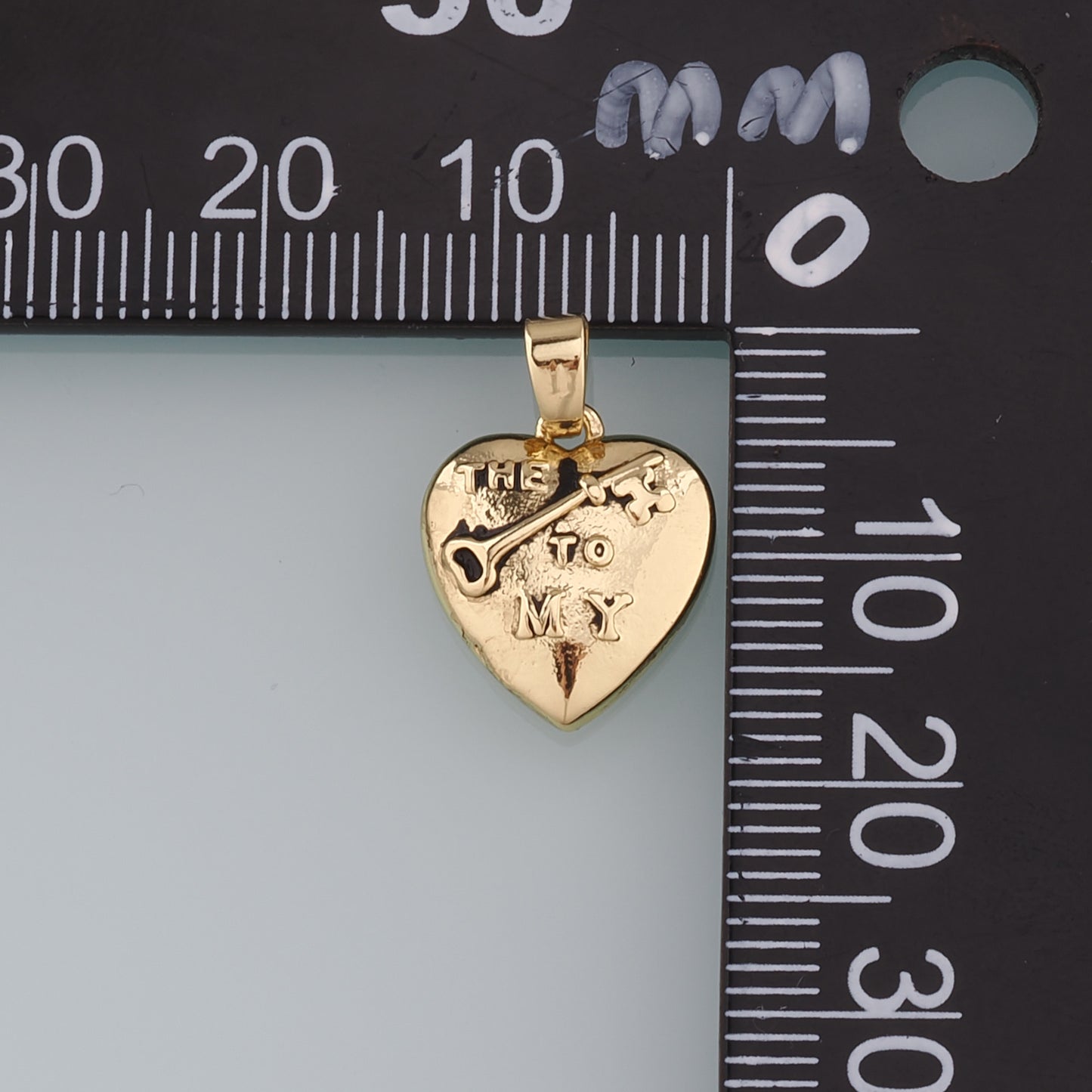 18K Gold Filled Retro Heart Key Pendant,Heart Charm Bracelet Necklace for DIY Jewelry Making Supply