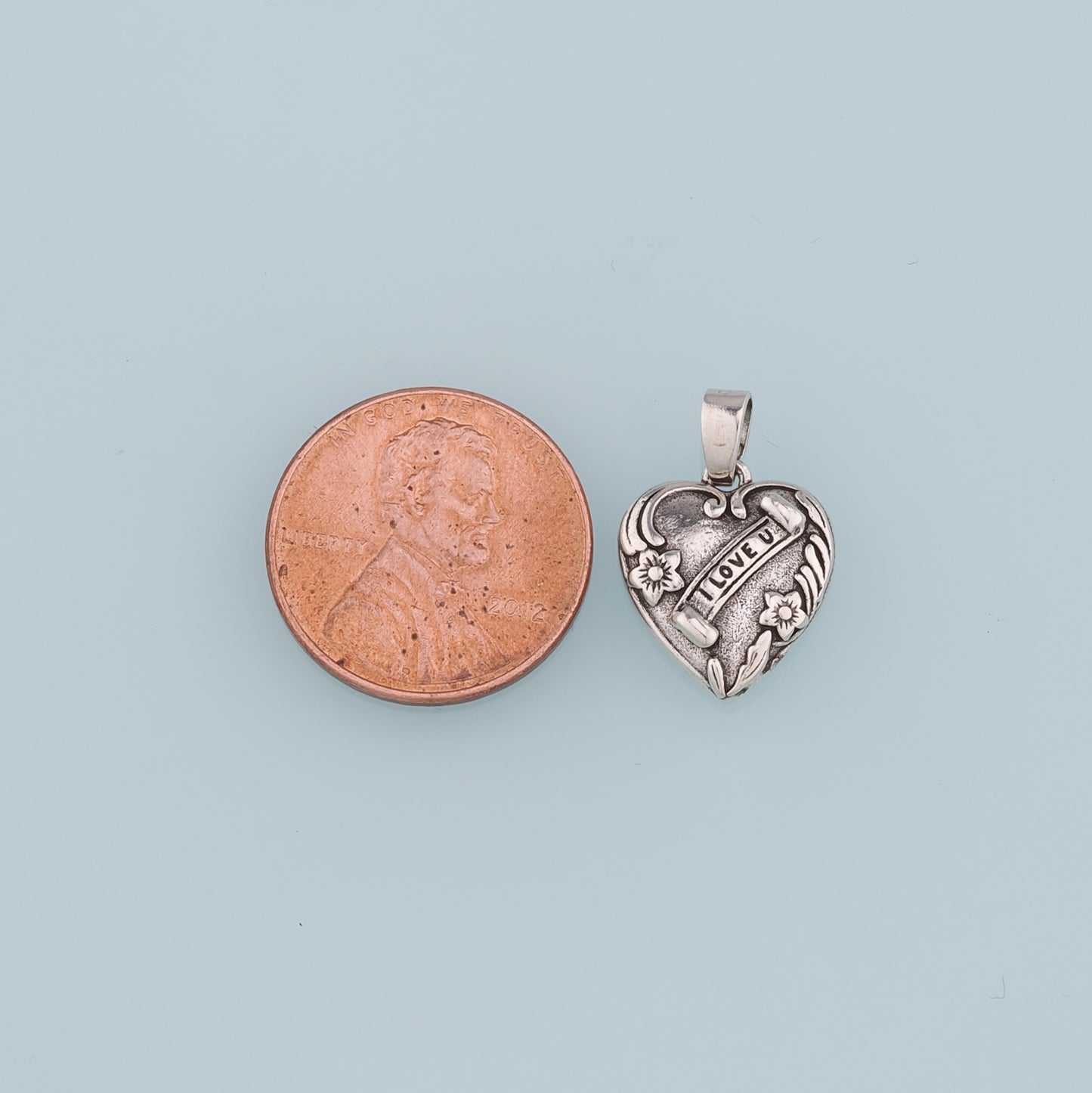 18K Gold Filled Retro Heart Pendant,I Love U Charm Bracelet Necklace for DIY Jewelry Making Supply