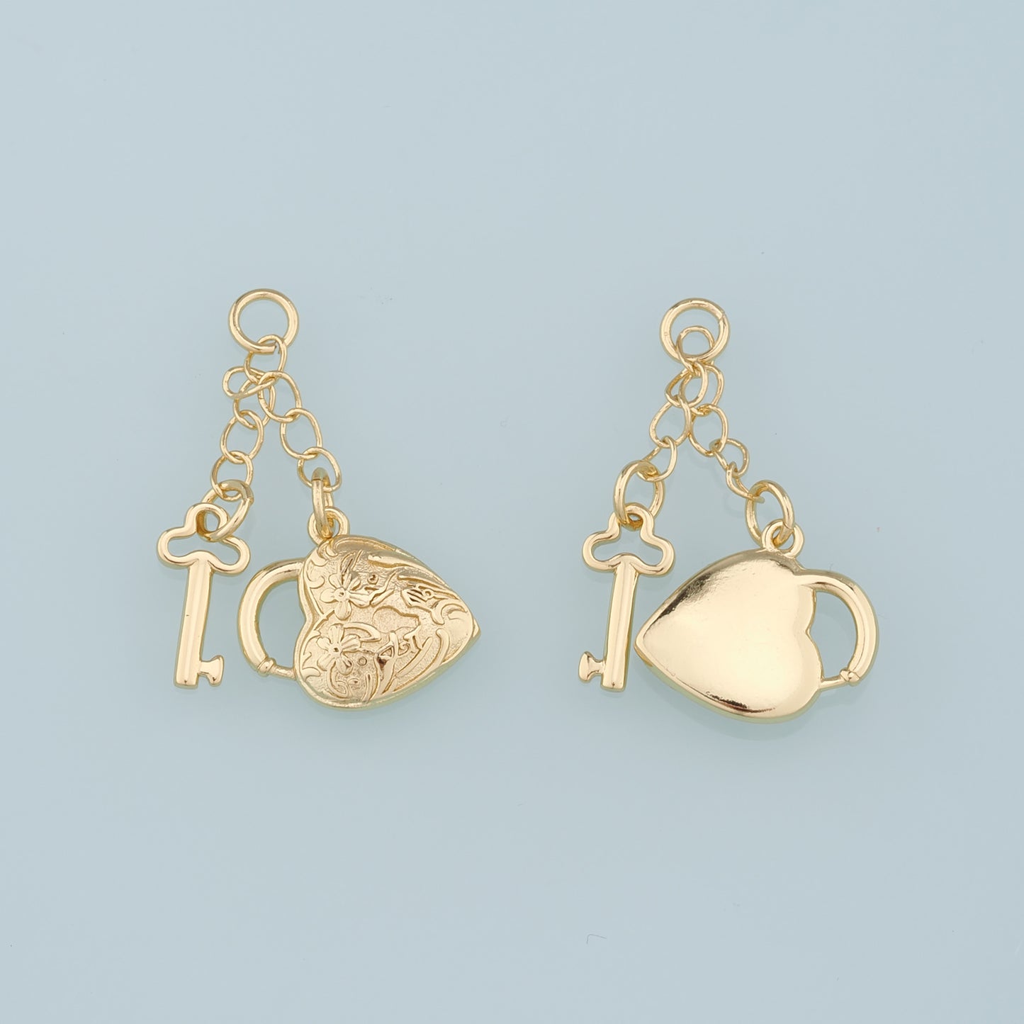 Gold Key Lock Charms,18K Gold Filled Retro Heart Lock Pendant,Key Charm Bracelet Necklace for DIY Jewelry Making Supply