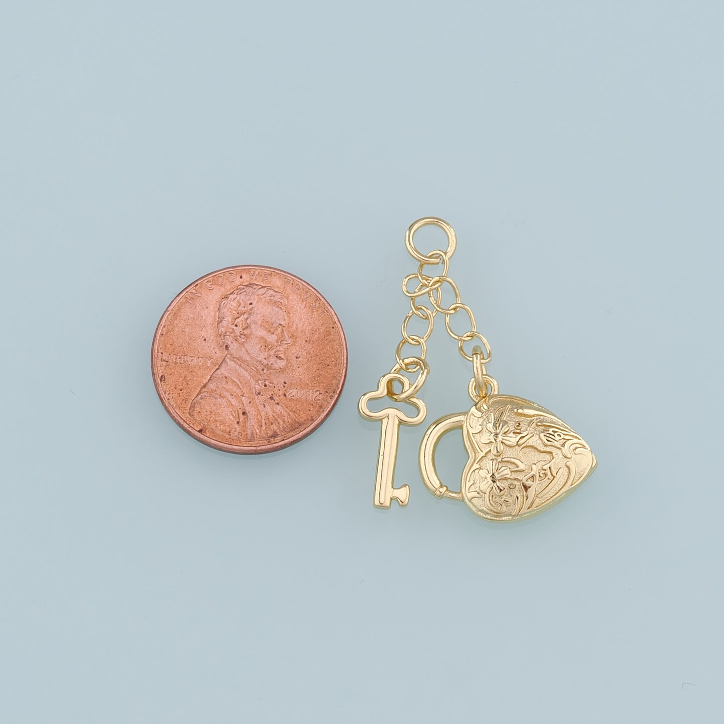 Gold Key Lock Charms,18K Gold Filled Retro Heart Lock Pendant,Key Charm Bracelet Necklace for DIY Jewelry Making Supply