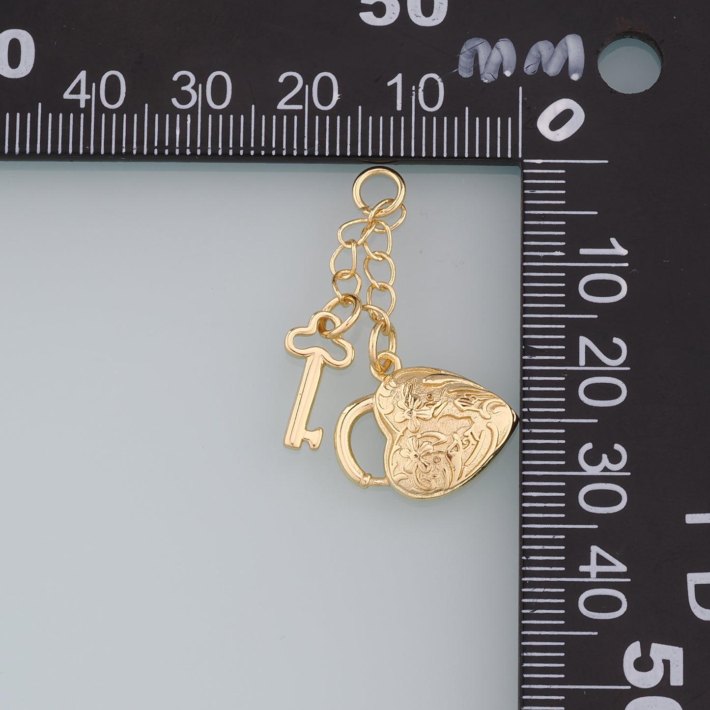 Gold Key Lock Charms,18K Gold Filled Retro Heart Lock Pendant,Key Charm Bracelet Necklace for DIY Jewelry Making Supply