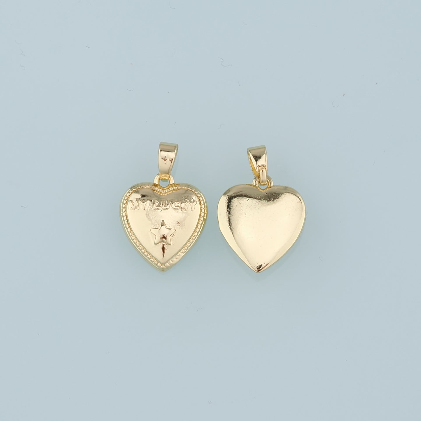 18K Gold Filled Retro Heart Pendant,Star Charm Bracelet Necklace for DIY Jewelry Making Supply