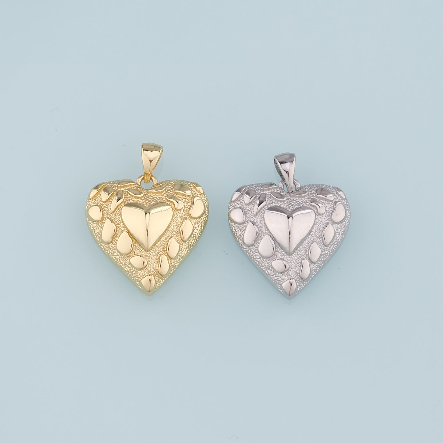 18K Gold Filled Heart Pendant,Heart Charm Bracelet Necklace for DIY Jewelry Making Supply