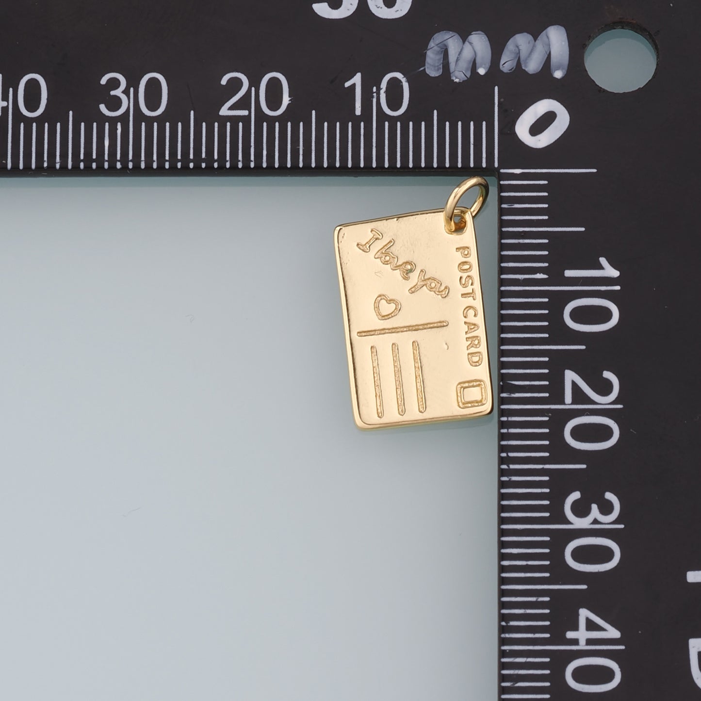 18K Gold Filled Postcard Pendant,Postcard Charm Bracelet Necklace for DIY Jewelry Making Supply