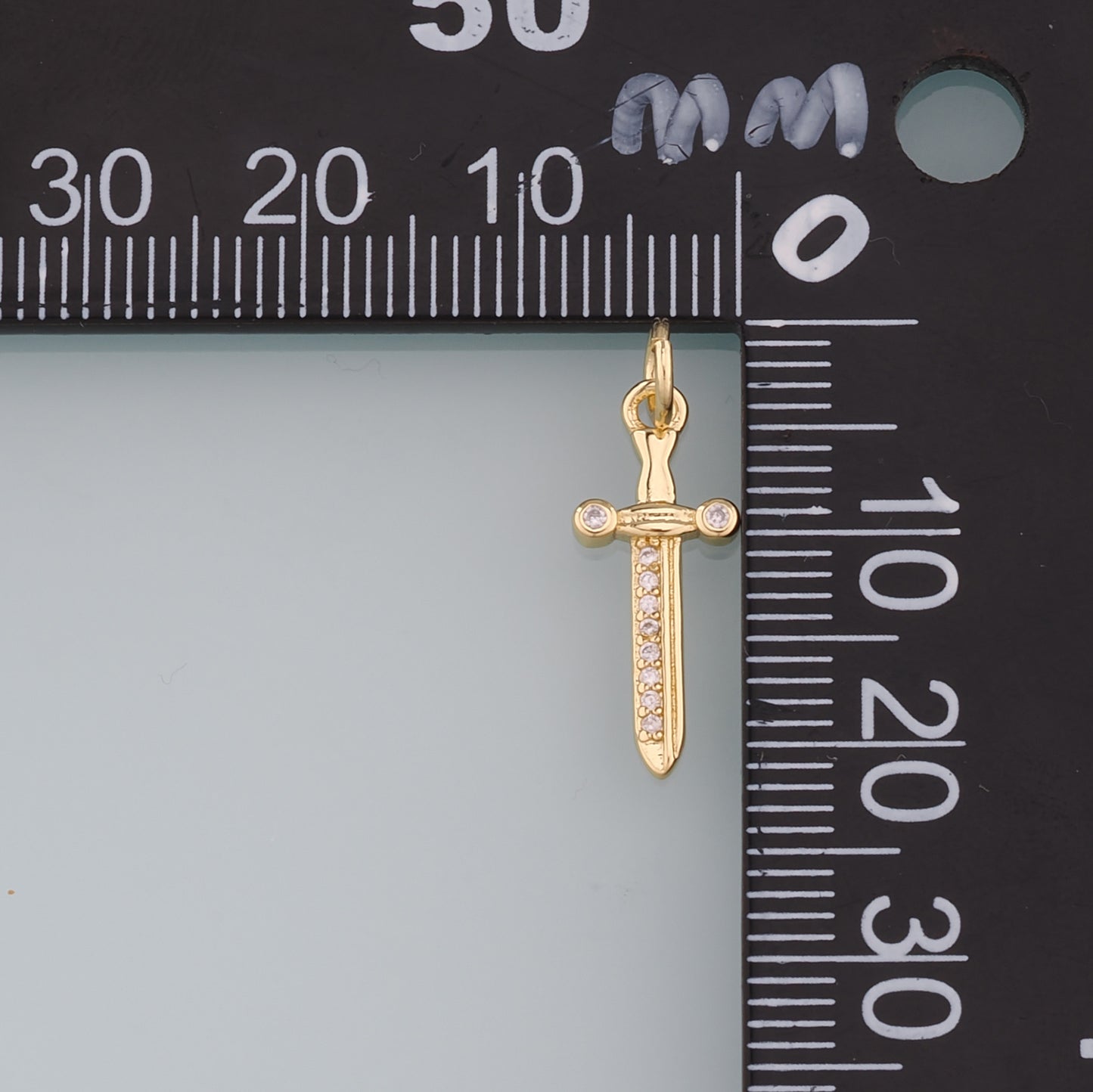 18K Gold Filled Dagger Pendant,CZ Micro Pave Dagger Charm Bracelet Necklace for DIY Jewelry Making Supply