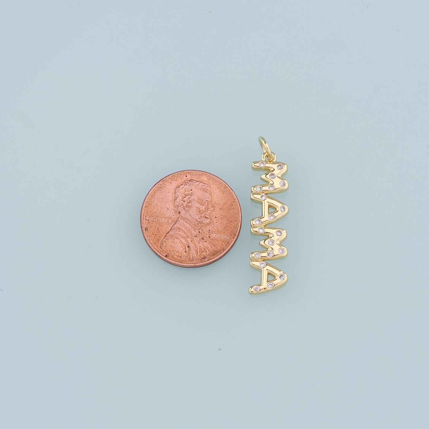 18K Gold Filled Mama Pendant,CZ Mama Charm Bracelet Necklace for DIY Jewelry Making Supply