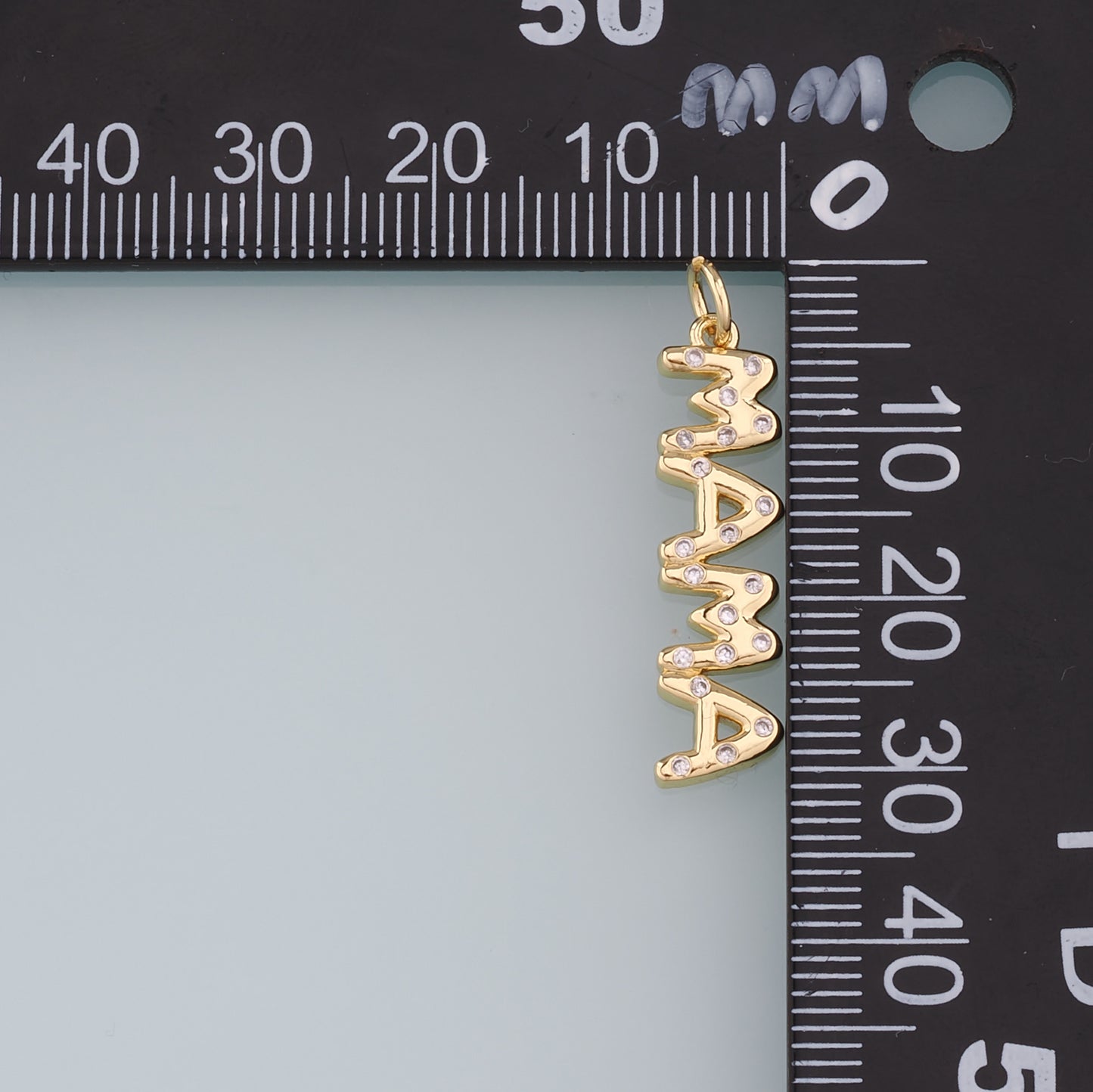 18K Gold Filled Mama Pendant,CZ Mama Charm Bracelet Necklace for DIY Jewelry Making Supply