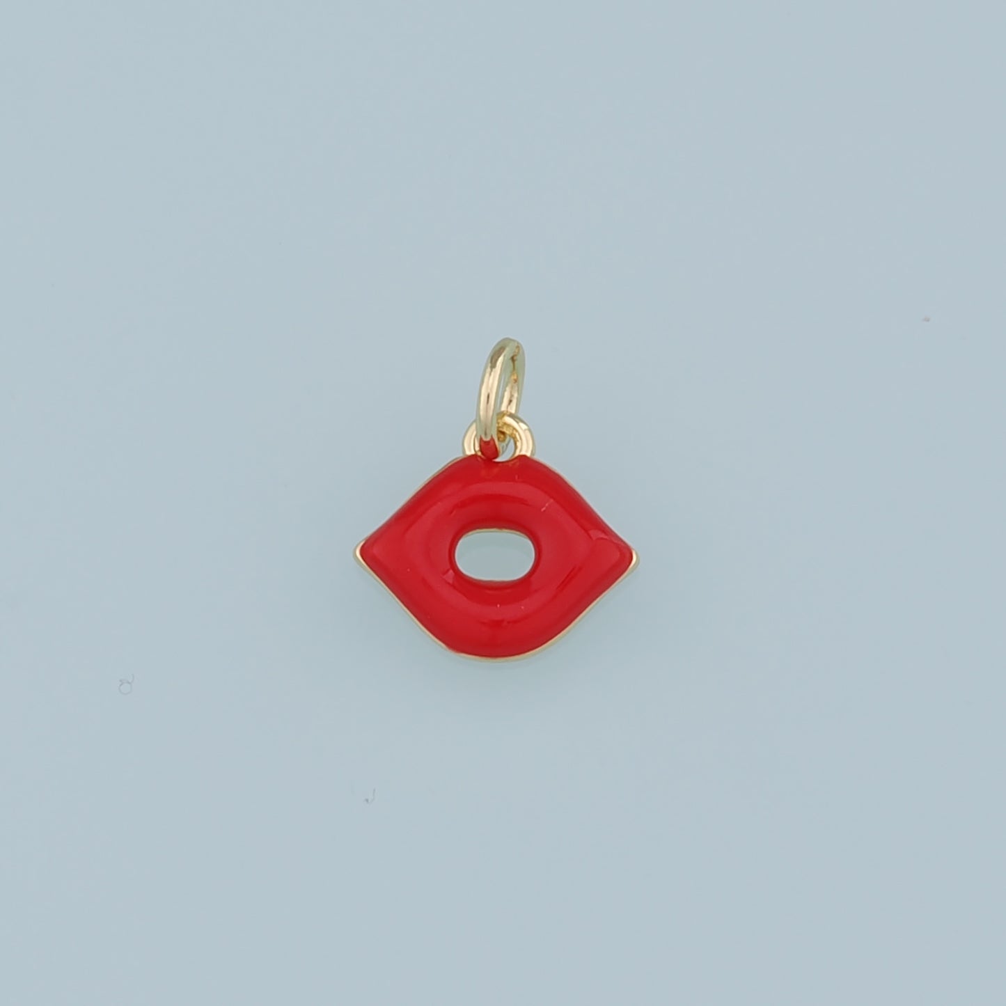 18K Gold Filled Lips Pendant,Enamel Lips Charm Bracelet Necklace for DIY Jewelry Making Supply