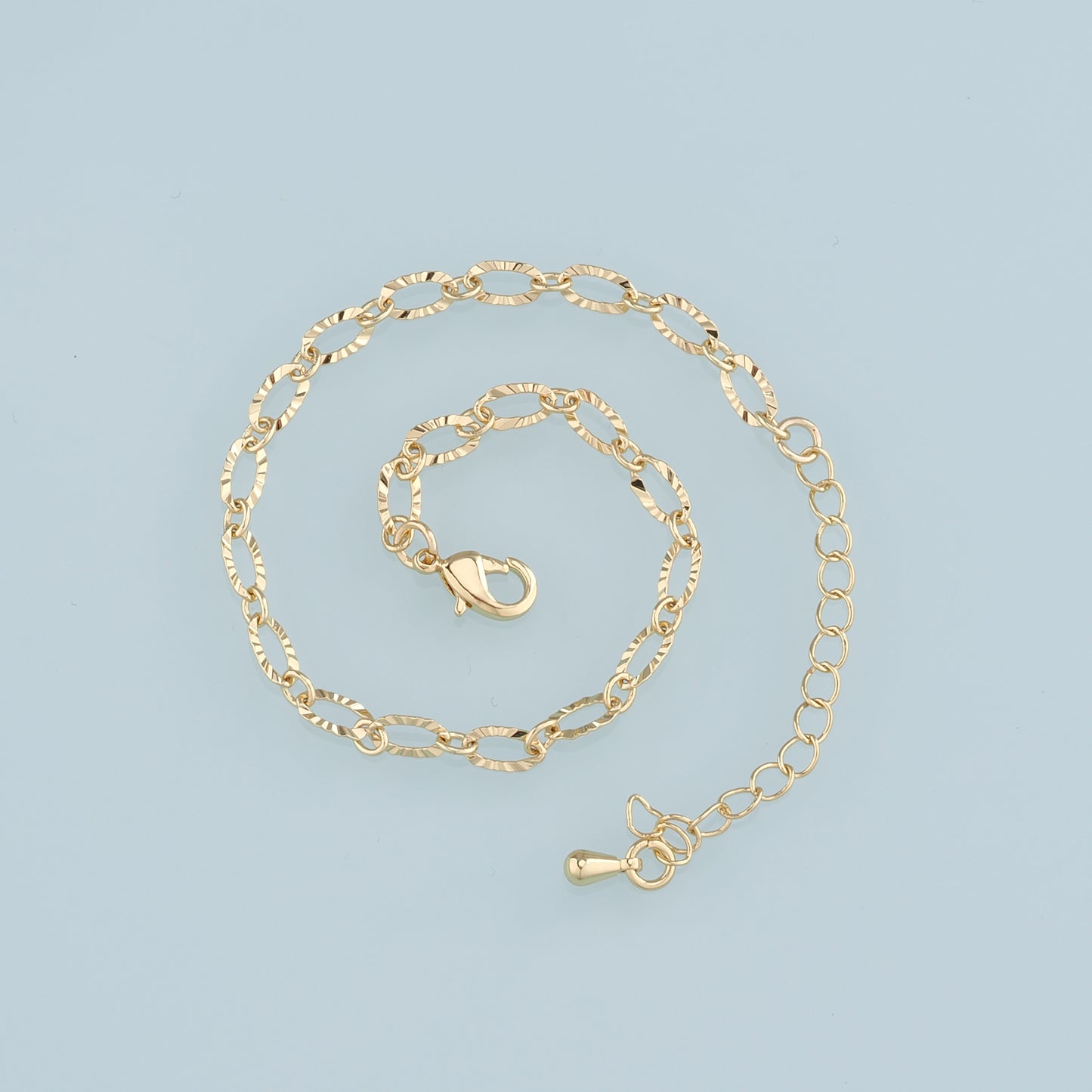 Gold Adjustable Chain,18K Gold Filled Oval Bracelet,Semi Finished Bracelets,Bracelets for Jewelry Making