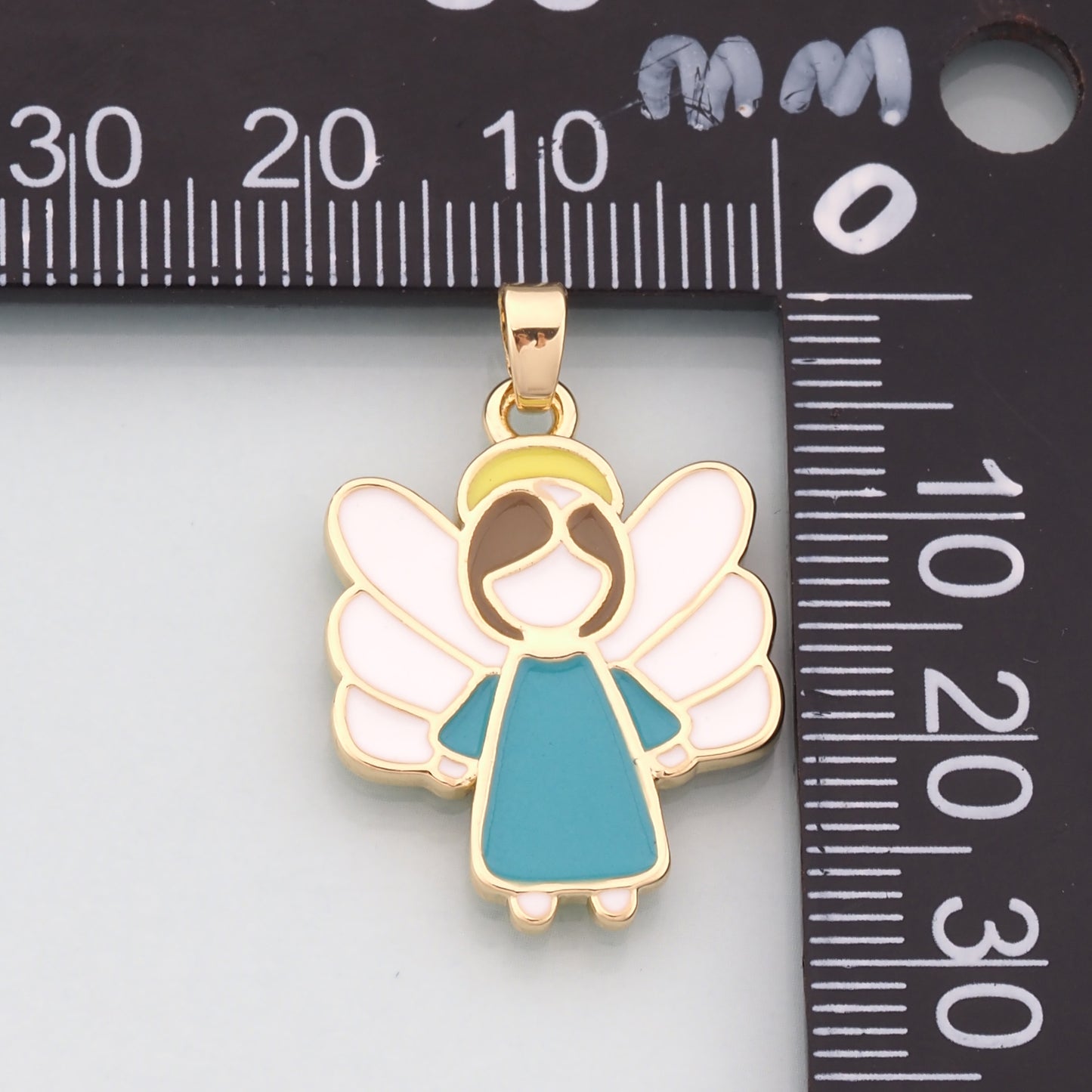 Gold Angel Wings Charms,18K Gold Filled Angel Pendant,Enamel Angel Charm Bracelet Necklace for DIY Jewelry Making Supply