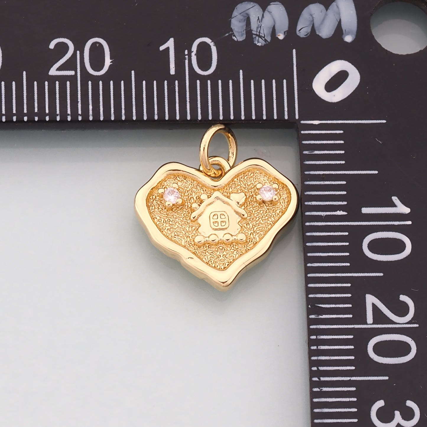 18K Gold Filled Home Pendant,CZ Micro Pave Home Charm Bracelet Necklace for DIY Jewelry Making Supply