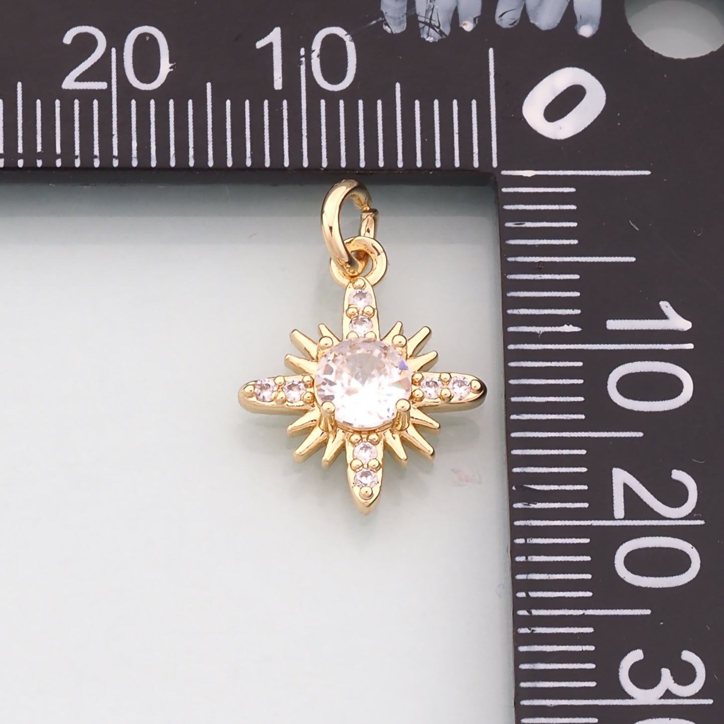 Gold Celestial Charms,18K Gold Filled Star Pendant,CZ Micro Pave North Star Charm Bracelet Necklace for DIY Jewelry Making Supply