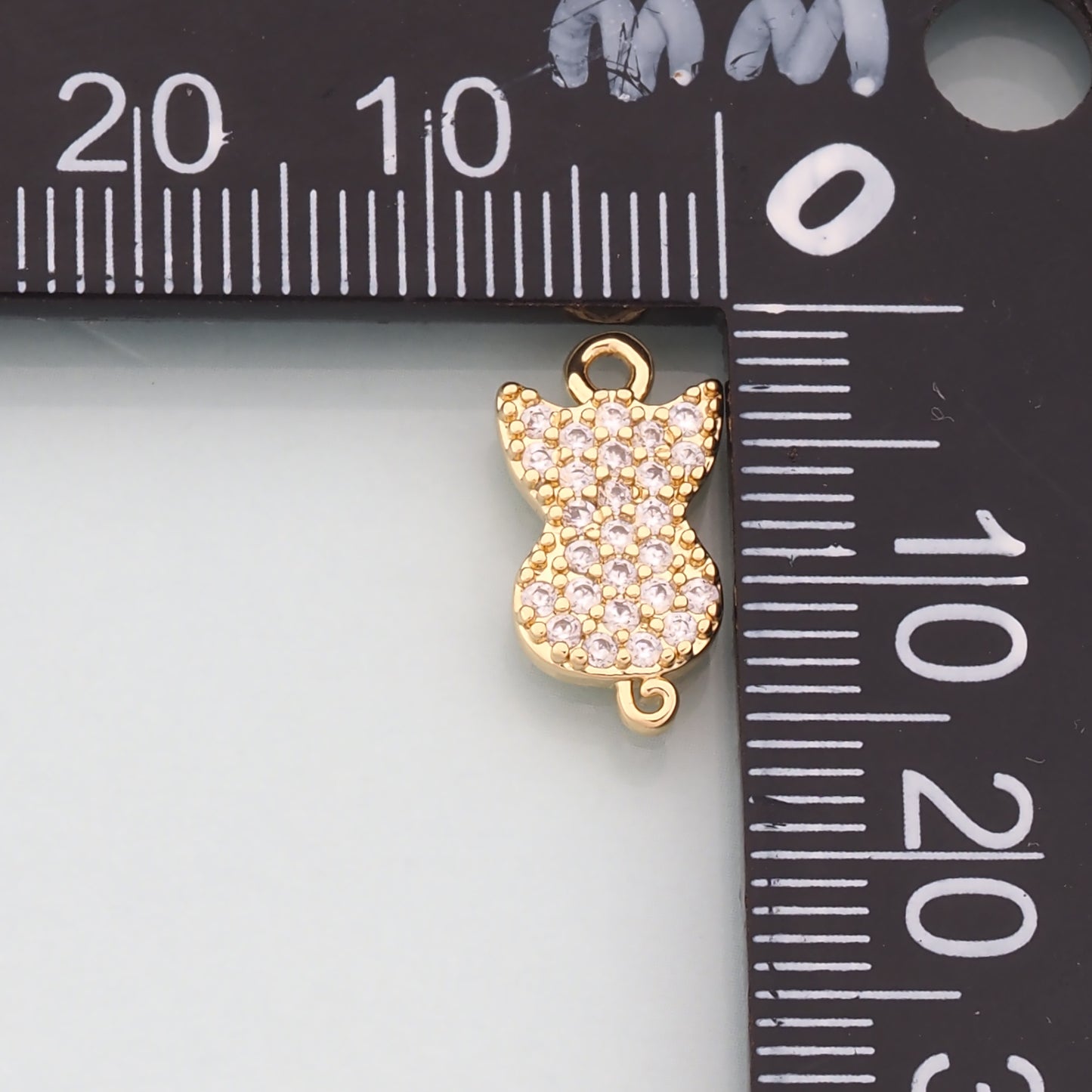 Gold Cat Charms,18K Gold Filled Cat Pendant,CZ Micro Pave Cat Charm Bracelet Necklace for DIY Jewelry Making Supply