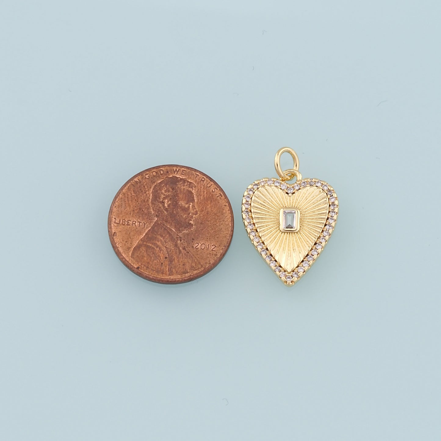 18K Gold Filled Heart Pendant,CZ Heart Charm Bracelet Necklace for DIY Jewelry Making Supply