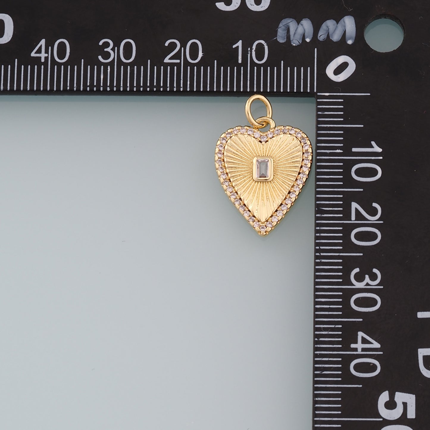 18K Gold Filled Heart Pendant,CZ Heart Charm Bracelet Necklace for DIY Jewelry Making Supply