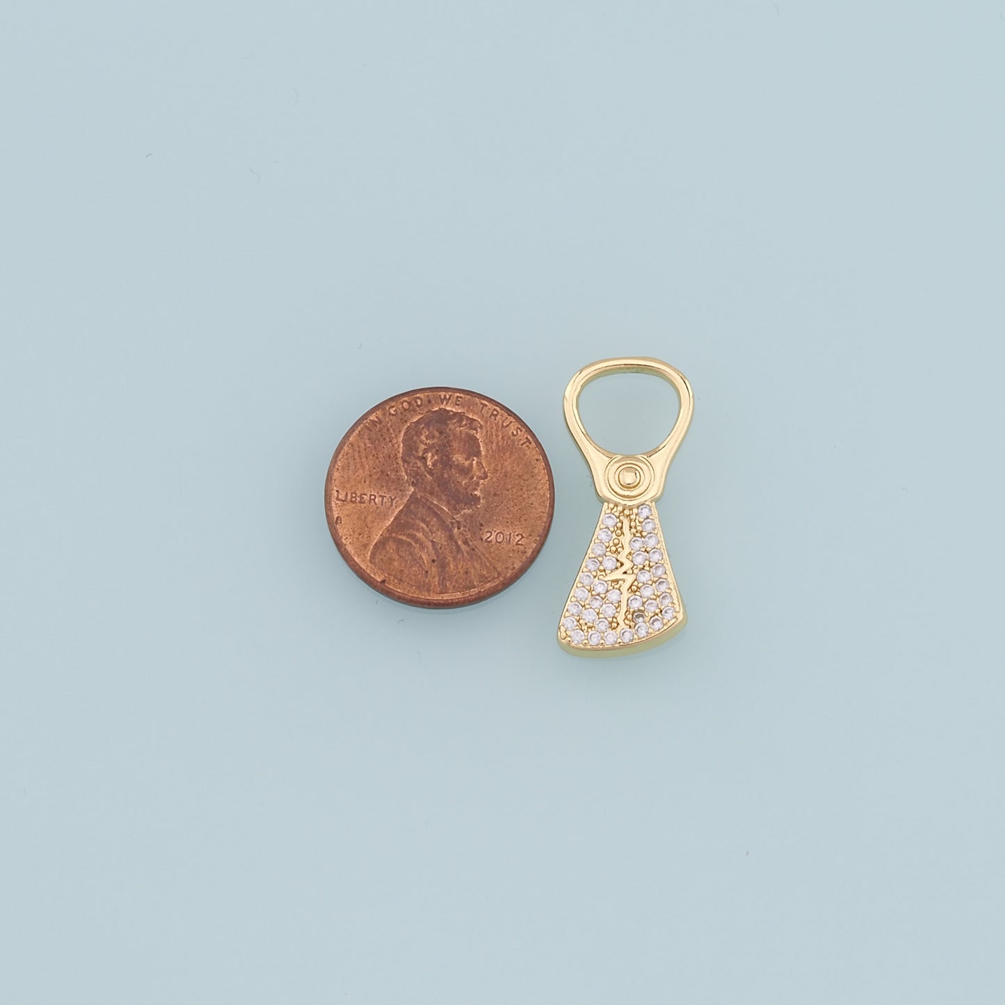 Gold Can Tab Charms,18K Gold Filled CZ Soda Pop Pull Pendant Charm Bracelet Necklace for DIY Jewelry Making Supply