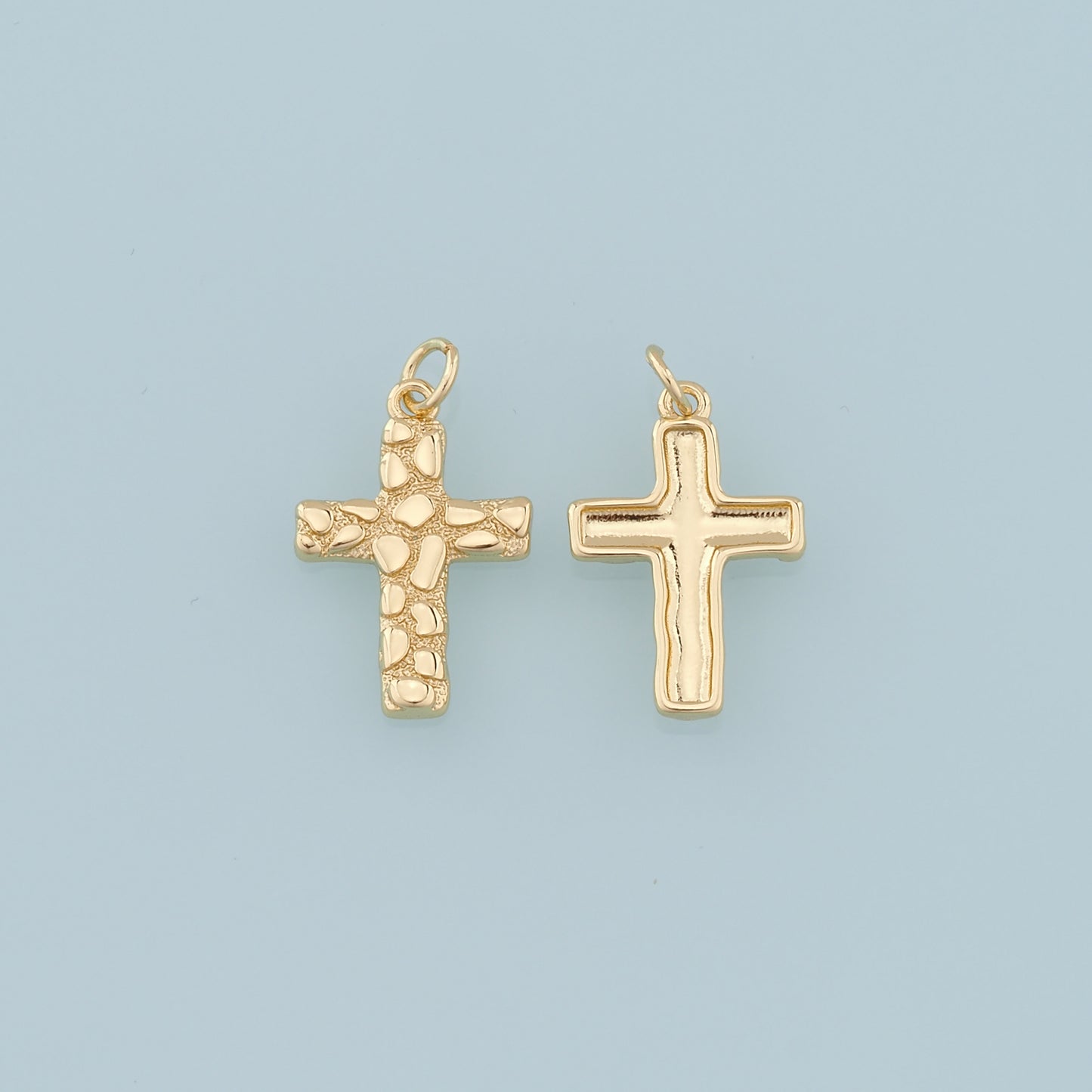 Gold Cross Charms,18K Gold Filled Cross Flower Pendant,Religion Charm Bracelet Necklace for DIY Jewelry Making Supply