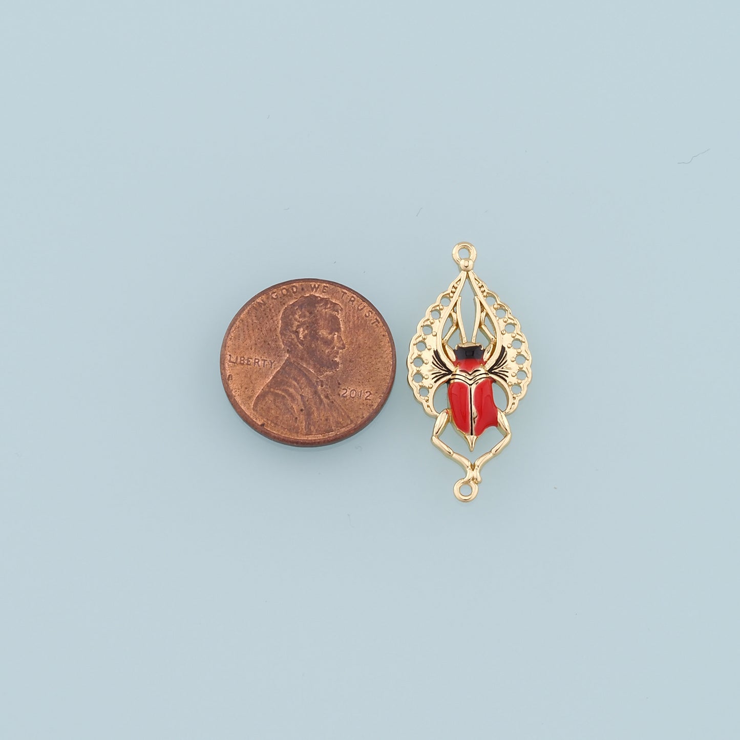 Gold beetle Charms,18K Gold Filled beetle Pendant,Enamel beetle Charm Bracelet Necklace for DIY Jewelry Making Supply