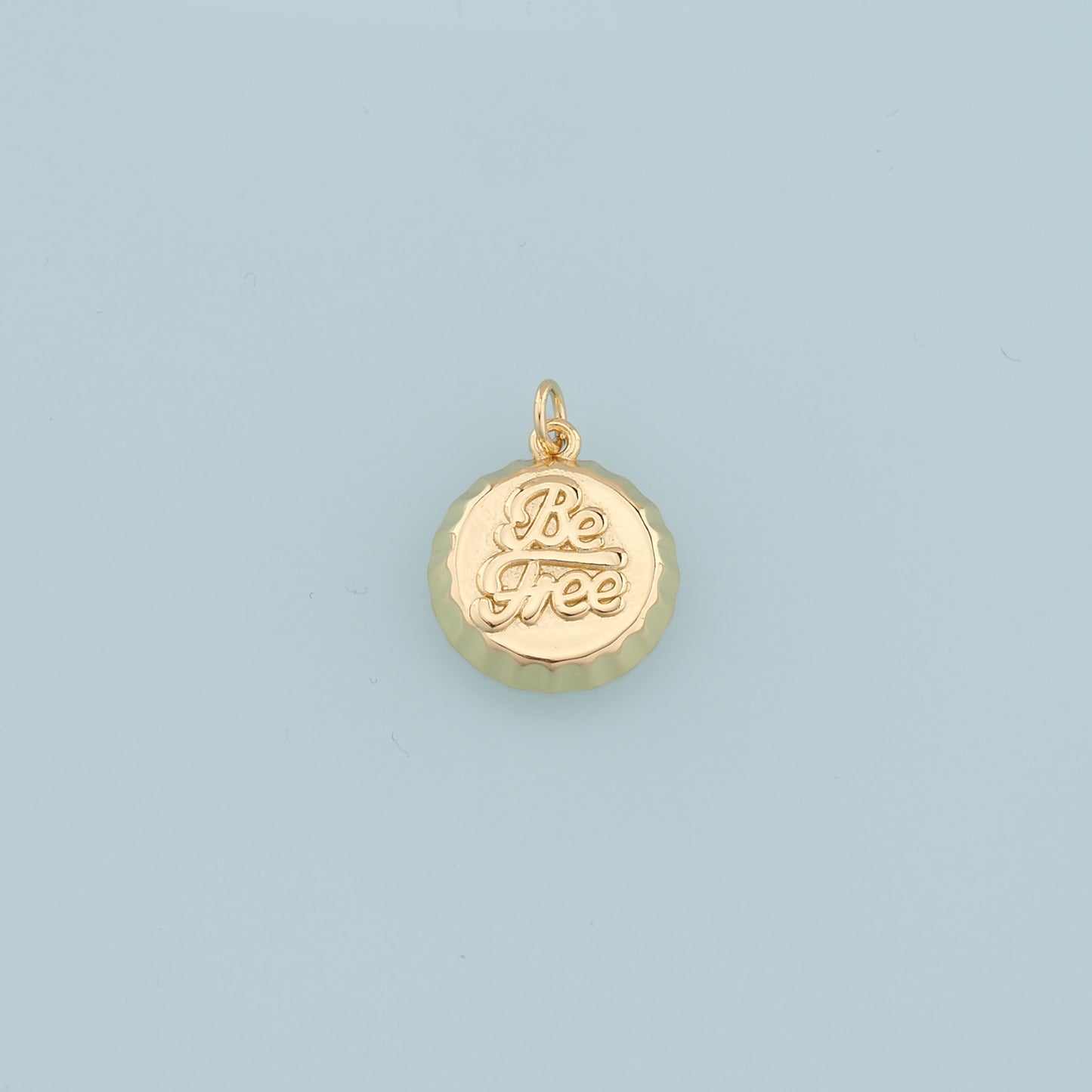 Gold Soda Cap Charms Charms,18K Gold Filled Bottle Cap Pendant,Be Free Charm Bracelet Necklace for DIY Jewelry Making Supply