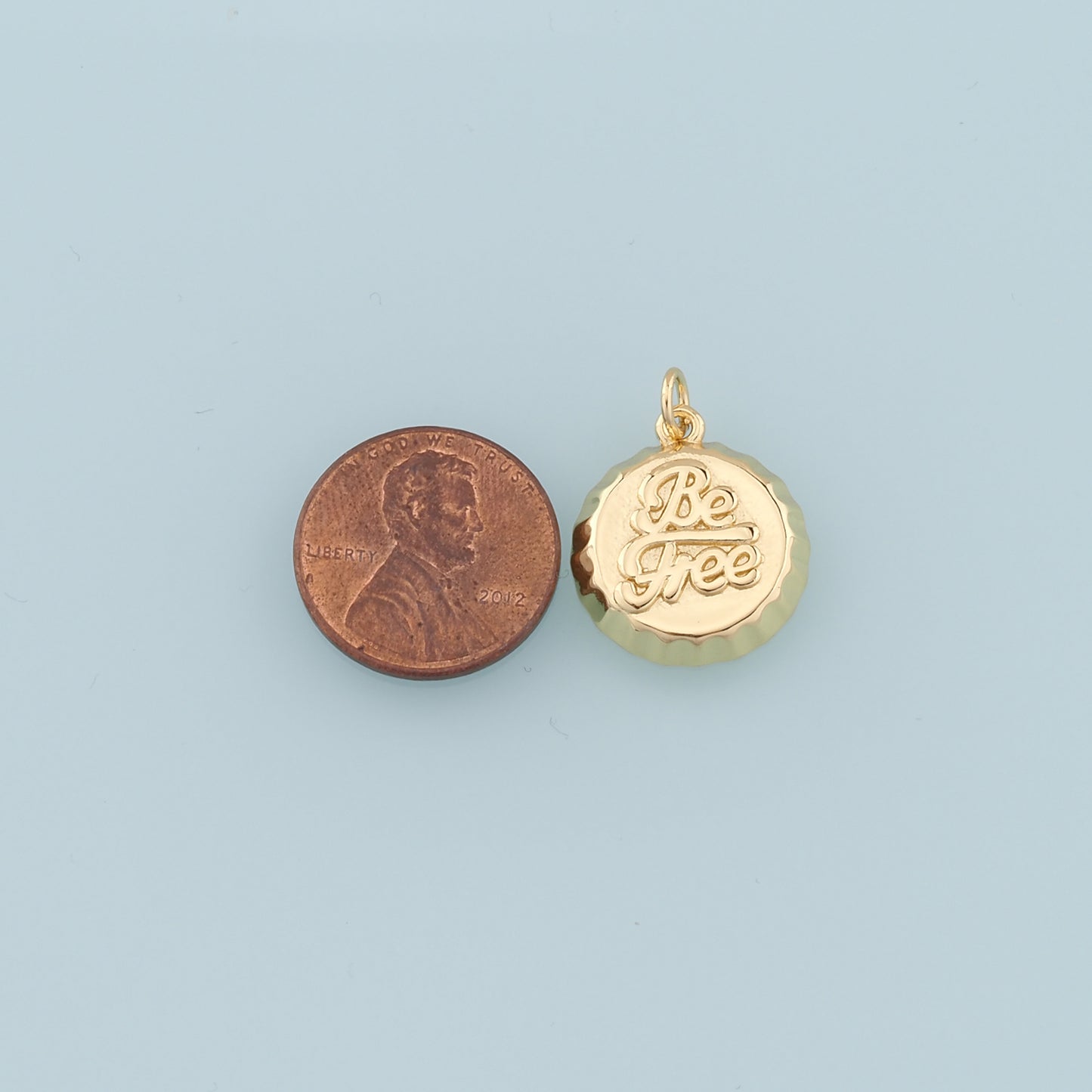 Gold Soda Cap Charms Charms,18K Gold Filled Bottle Cap Pendant,Be Free Charm Bracelet Necklace for DIY Jewelry Making Supply