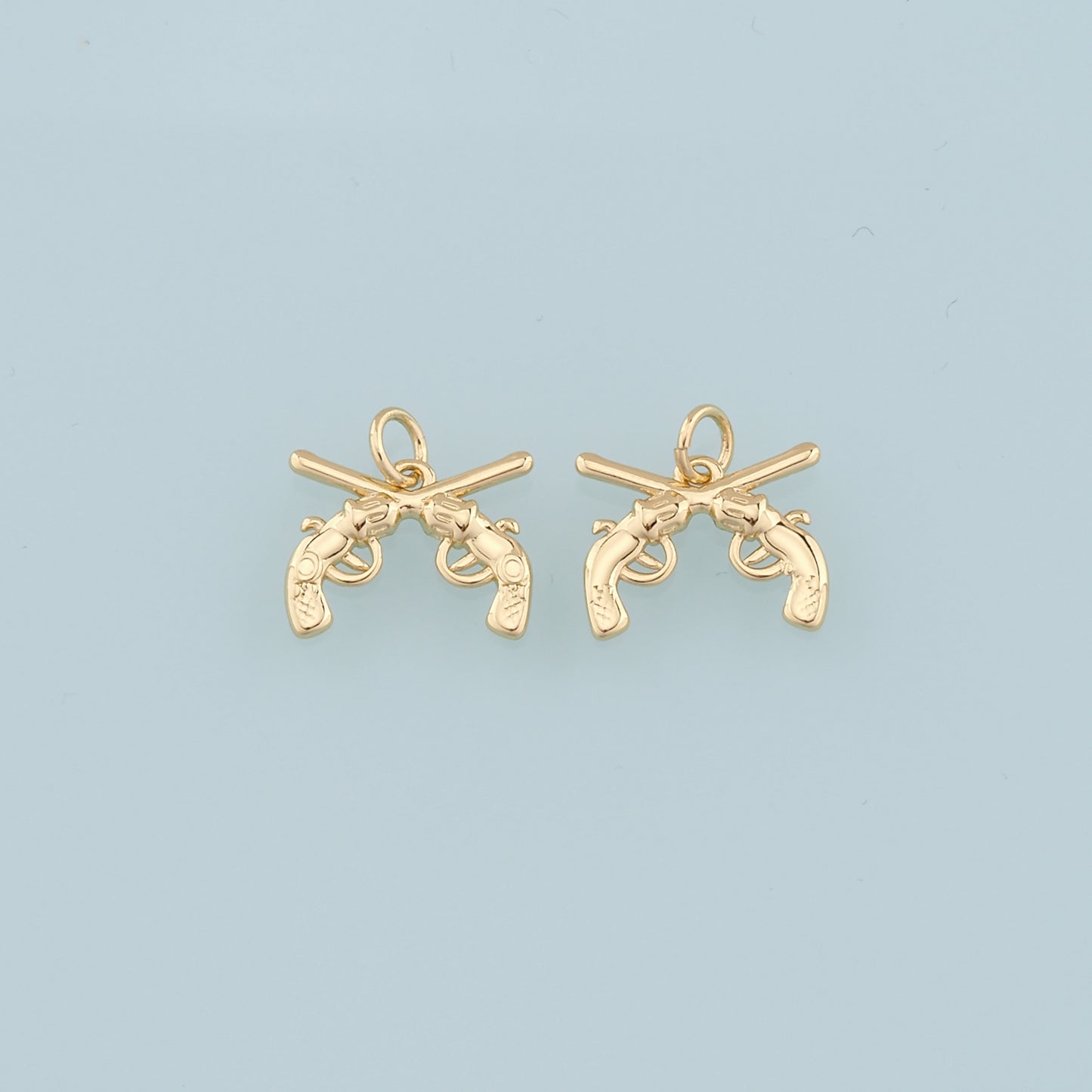 Gold Double Gun Charms,18K Gold Filled Gun Pendant,Gun Charm Bracelet Necklace for DIY Jewelry Making Supply