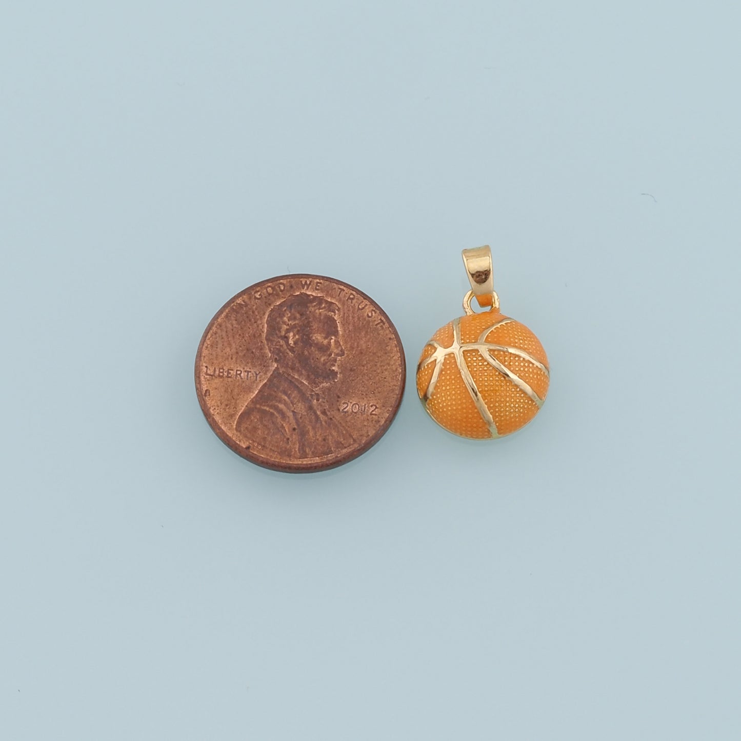 18K Gold Filled Basketball Pendant,Enamel Ball Charm Bracelet Necklace for DIY Jewelry Making Supply
