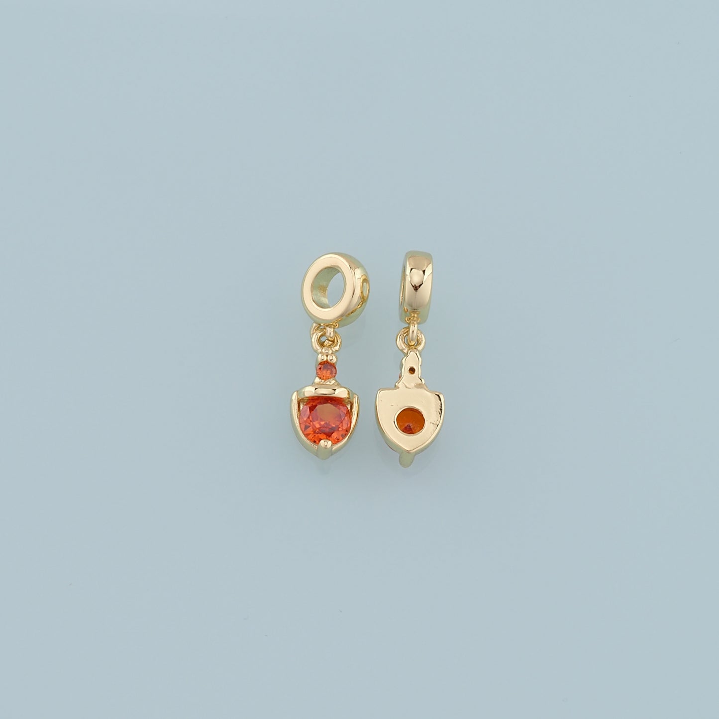 Gold Crystal Charm,18K Gold Filled Orange Crystal Pendant Bracelet Necklace for DIY Jewelry Making Supply