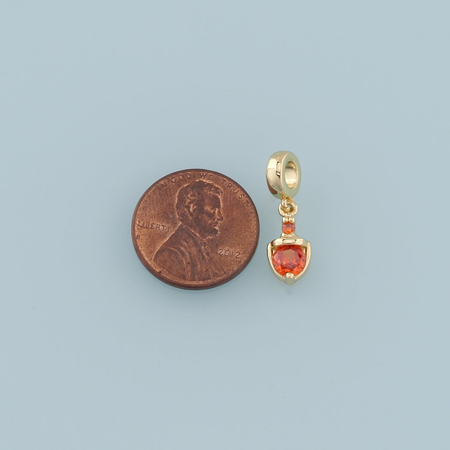 Gold Crystal Charm,18K Gold Filled Orange Crystal Pendant Bracelet Necklace for DIY Jewelry Making Supply
