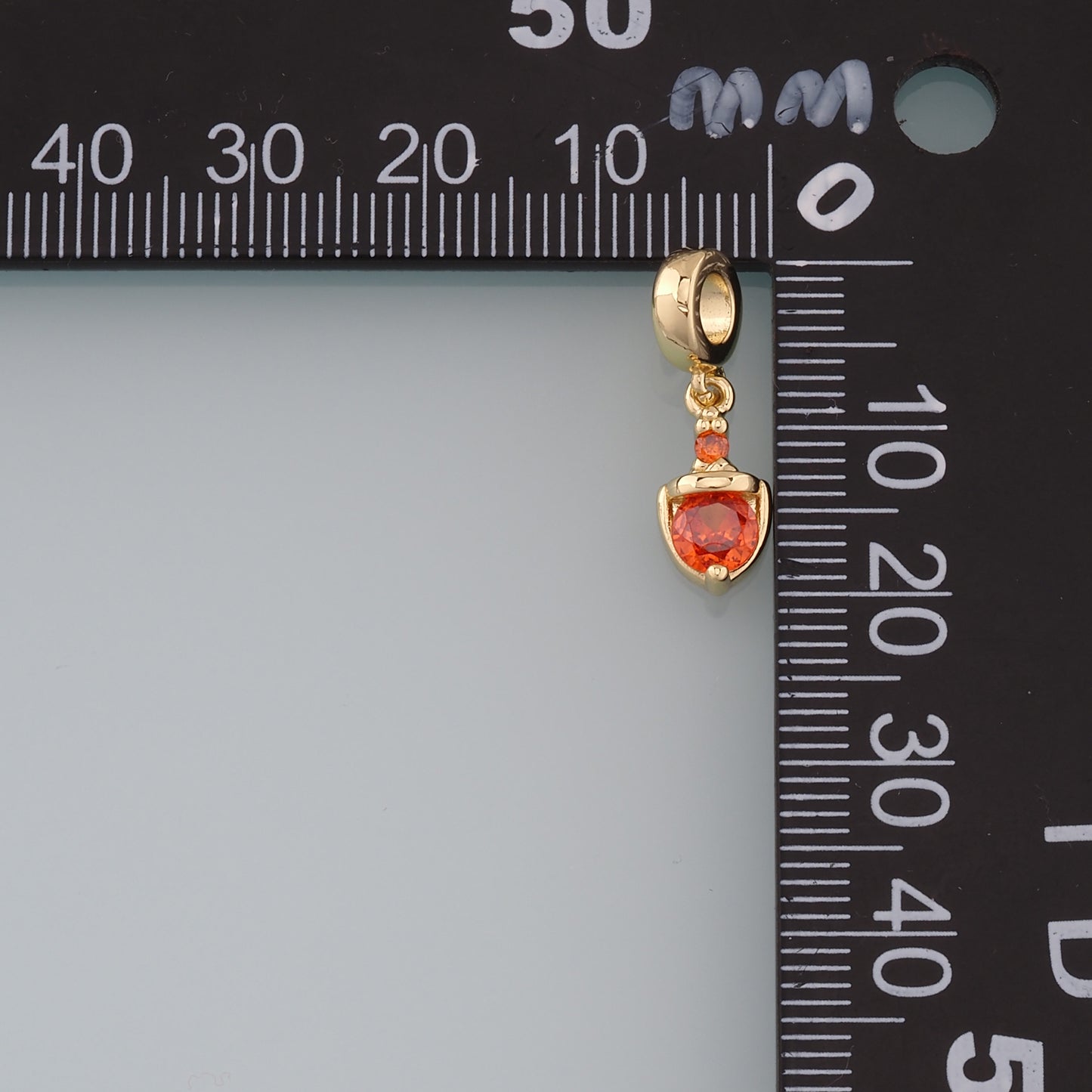 Gold Crystal Charm,18K Gold Filled Orange Crystal Pendant Bracelet Necklace for DIY Jewelry Making Supply